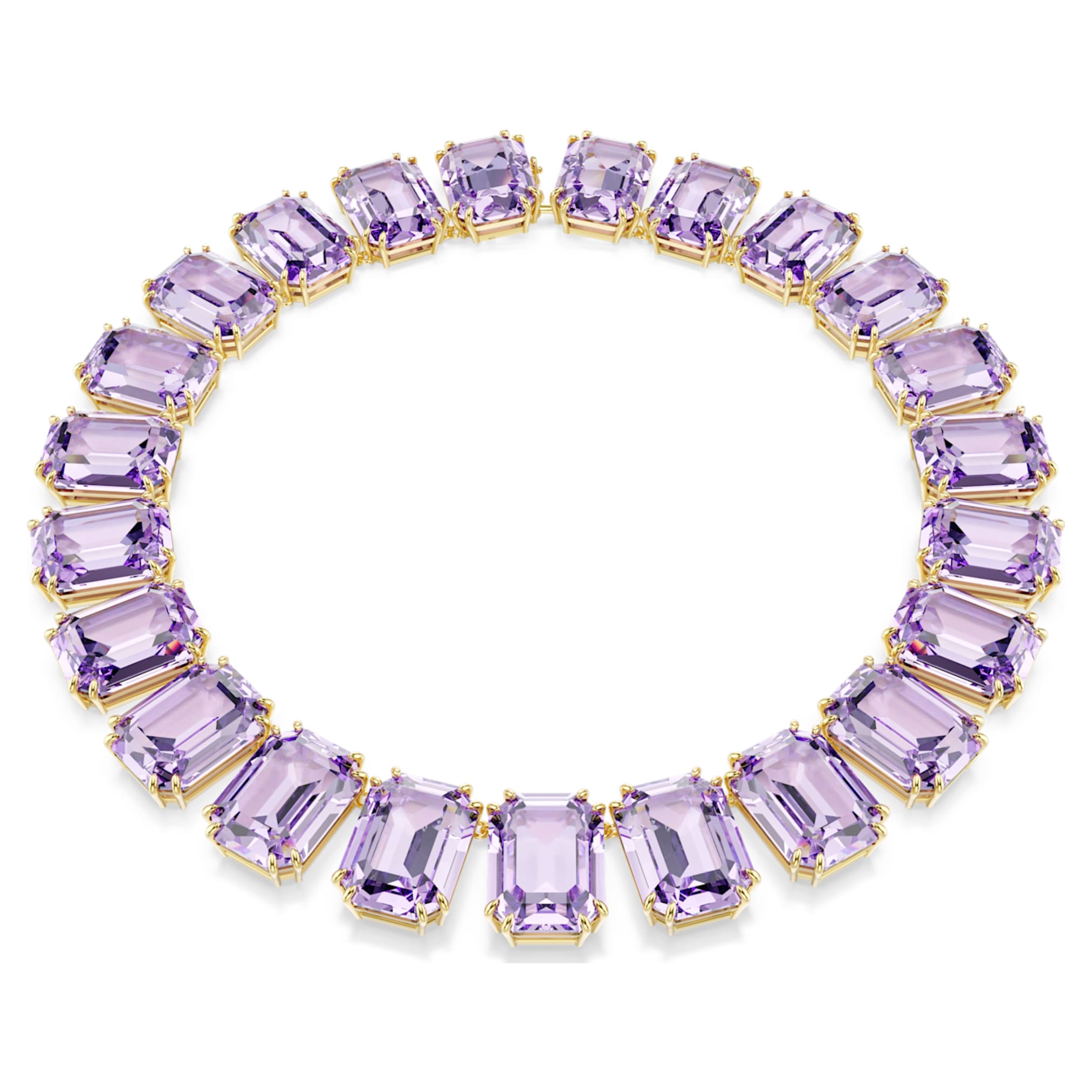 Swarovski Millenia necklace Oversized crystals, Octagon cut, Purple, 18K gold finish
