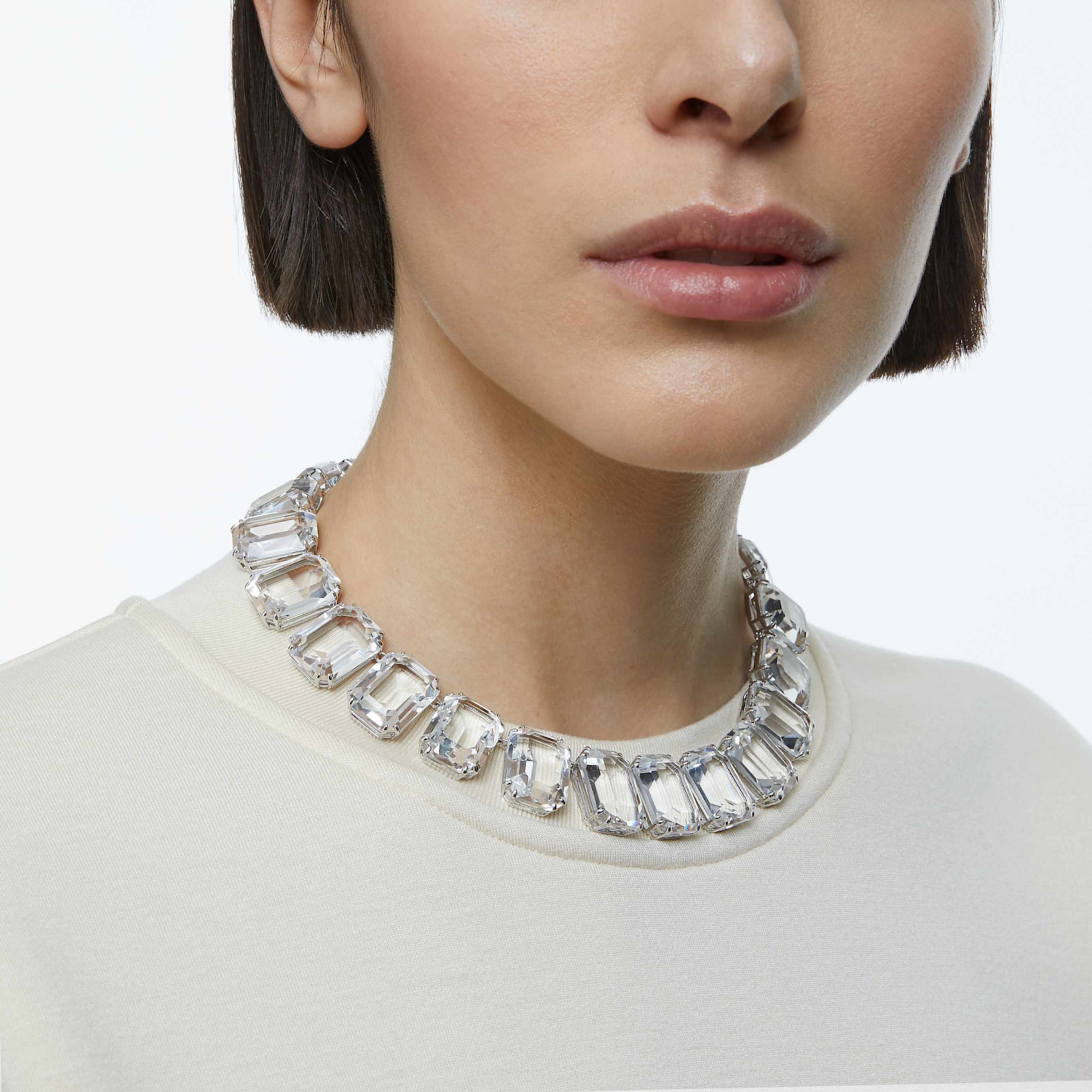 Swarovski Millenia necklace Oversized crystals, Octagon cut, Caramel, 18K gold finish