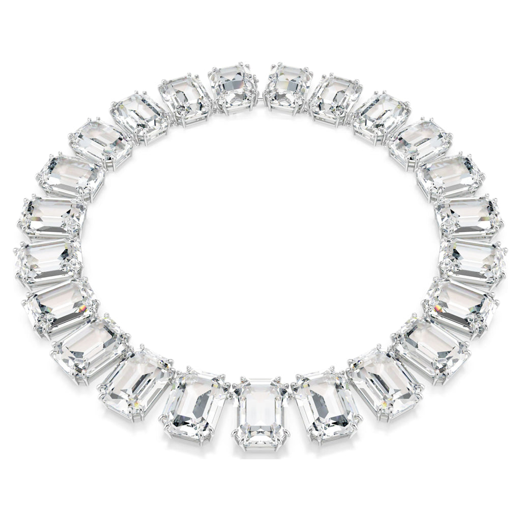 Swarovski Millenia necklace Oversized crystals, Octagon cut, White, Rhodium plated