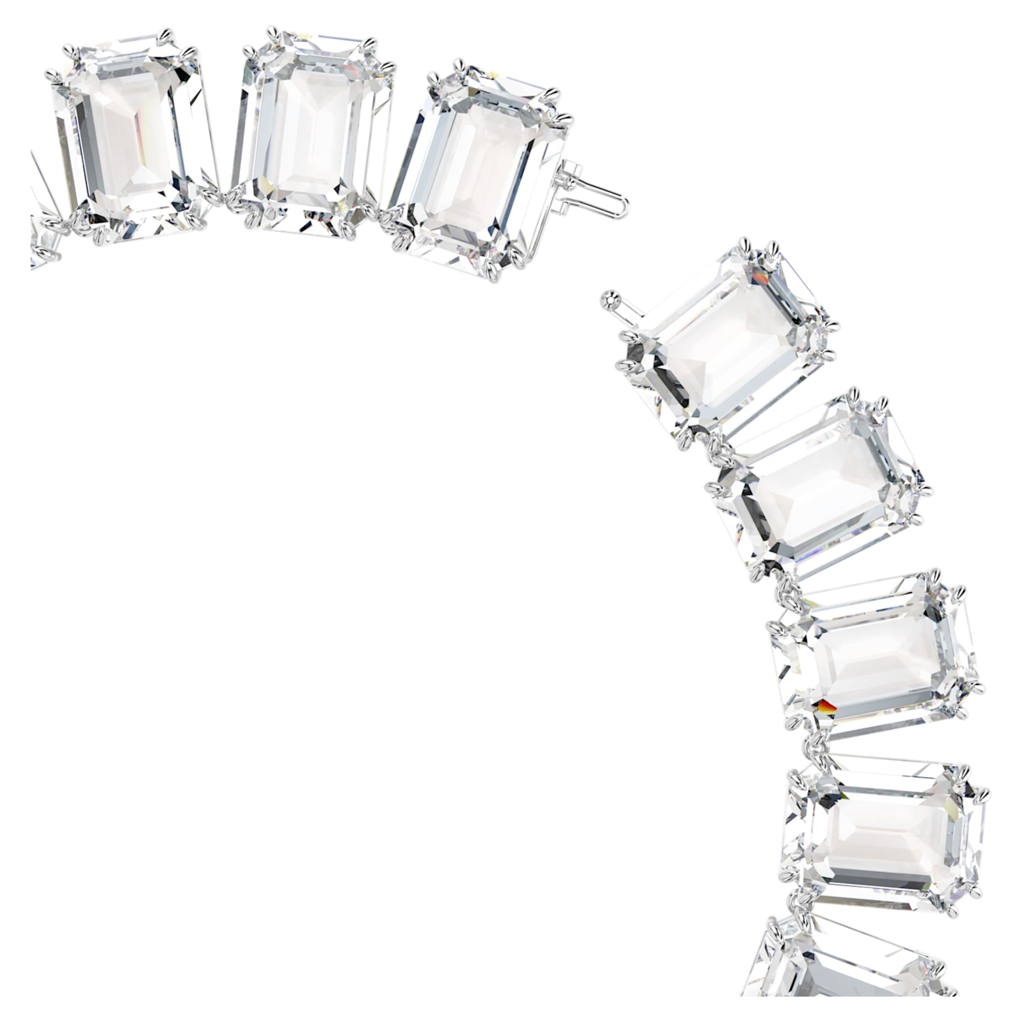 Swarovski Millenia necklace Oversized crystals, Octagon cut, White, Rhodium plated