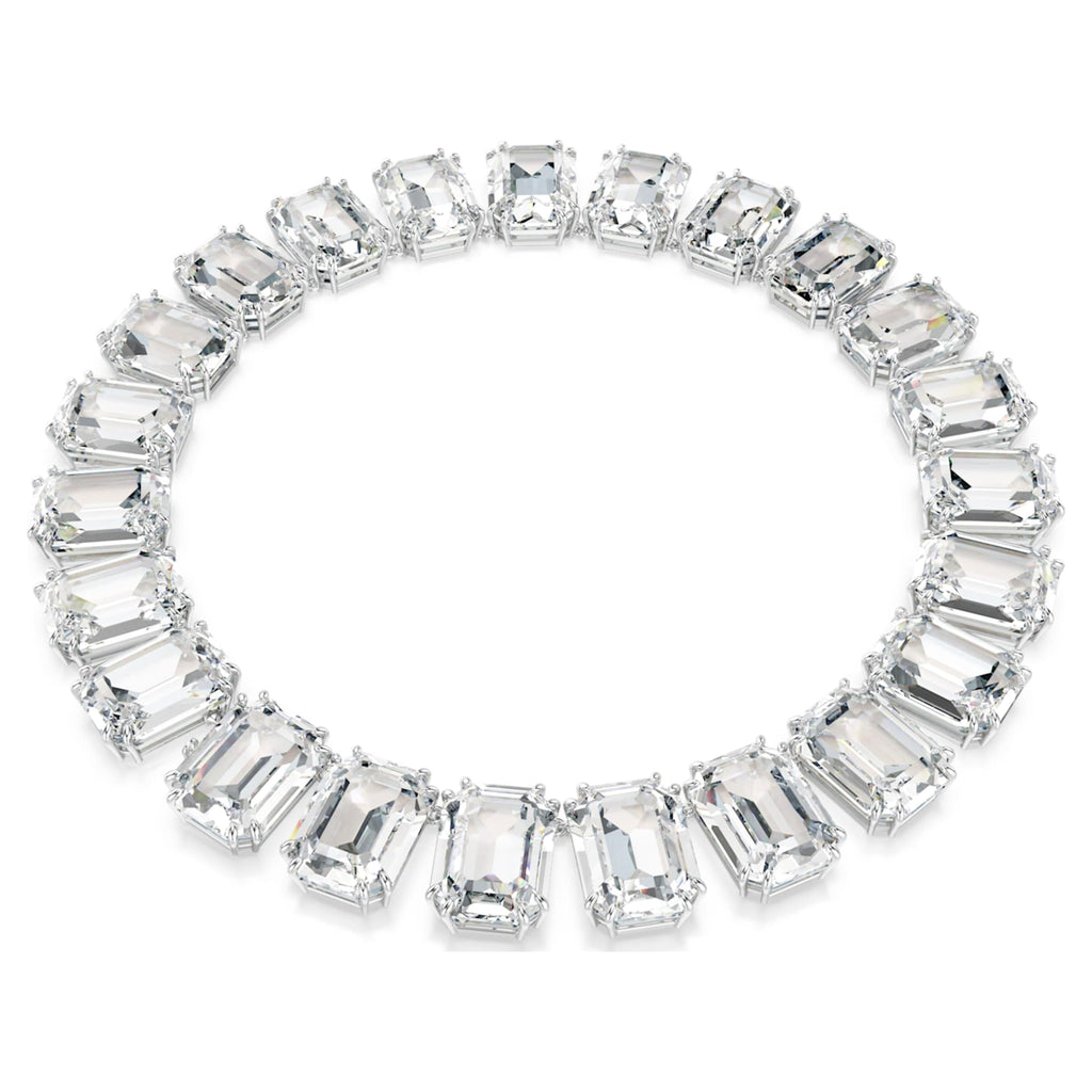 Swarovski Millenia necklace Oversized crystals, Octagon cut, White, Rhodium plated