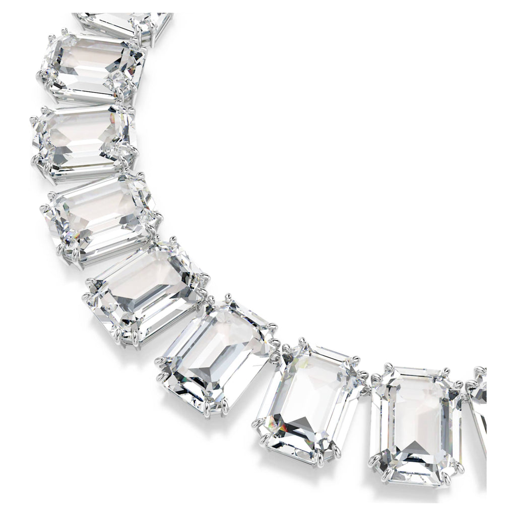 Swarovski Millenia necklace Oversized crystals, Octagon cut, White, Rhodium plated