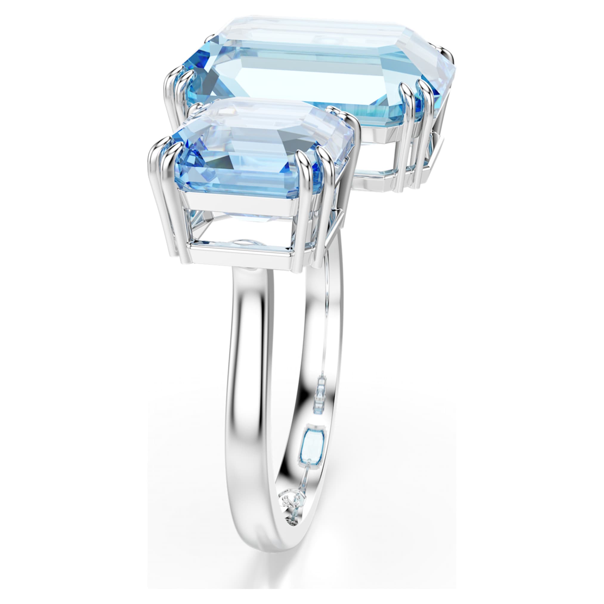 Swarovski Millenia open ring Octagon cut, Blue, Rhodium plated