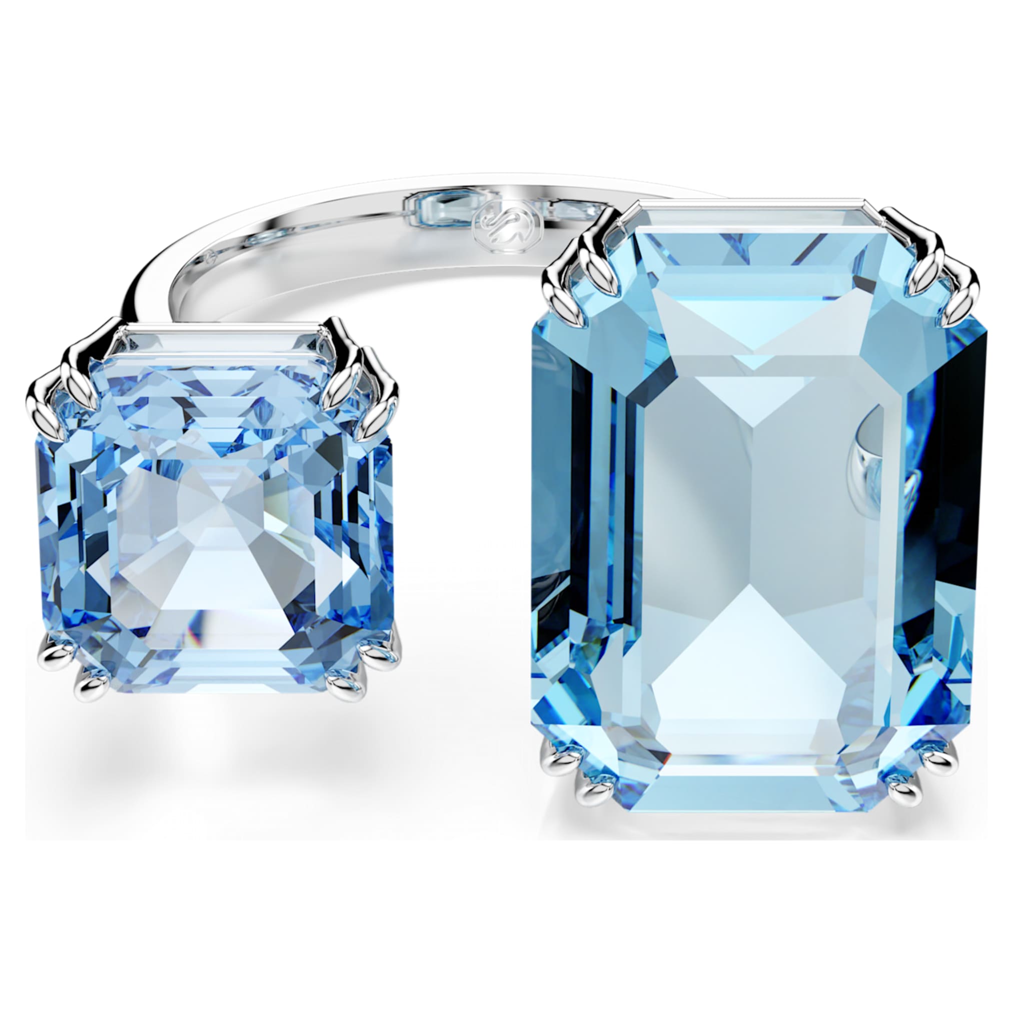 Swarovski Millenia open ring Octagon cut, Blue, Rhodium plated