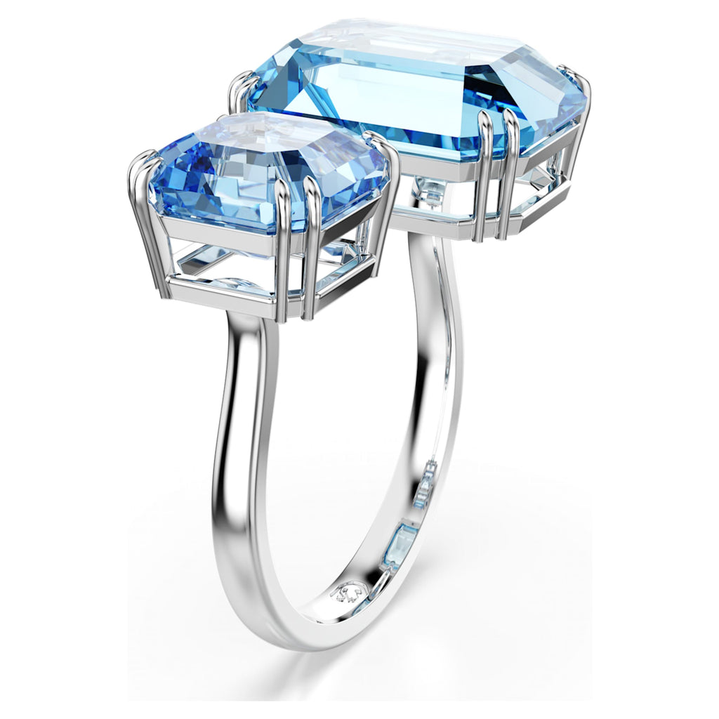 Swarovski Millenia open ring Octagon cut, Blue, Rhodium plated