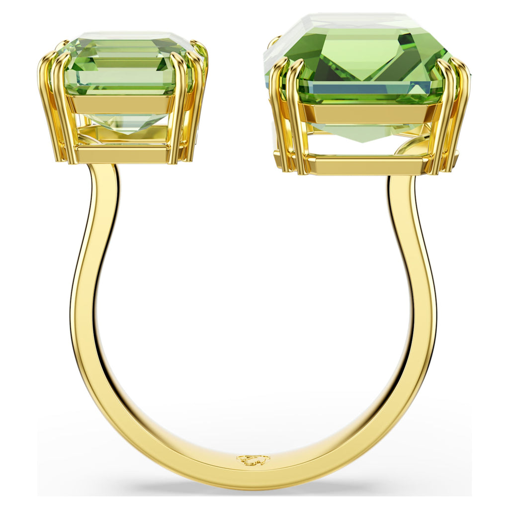 Swarovski Millenia open ring Octagon cut, Green, 18K gold finish
