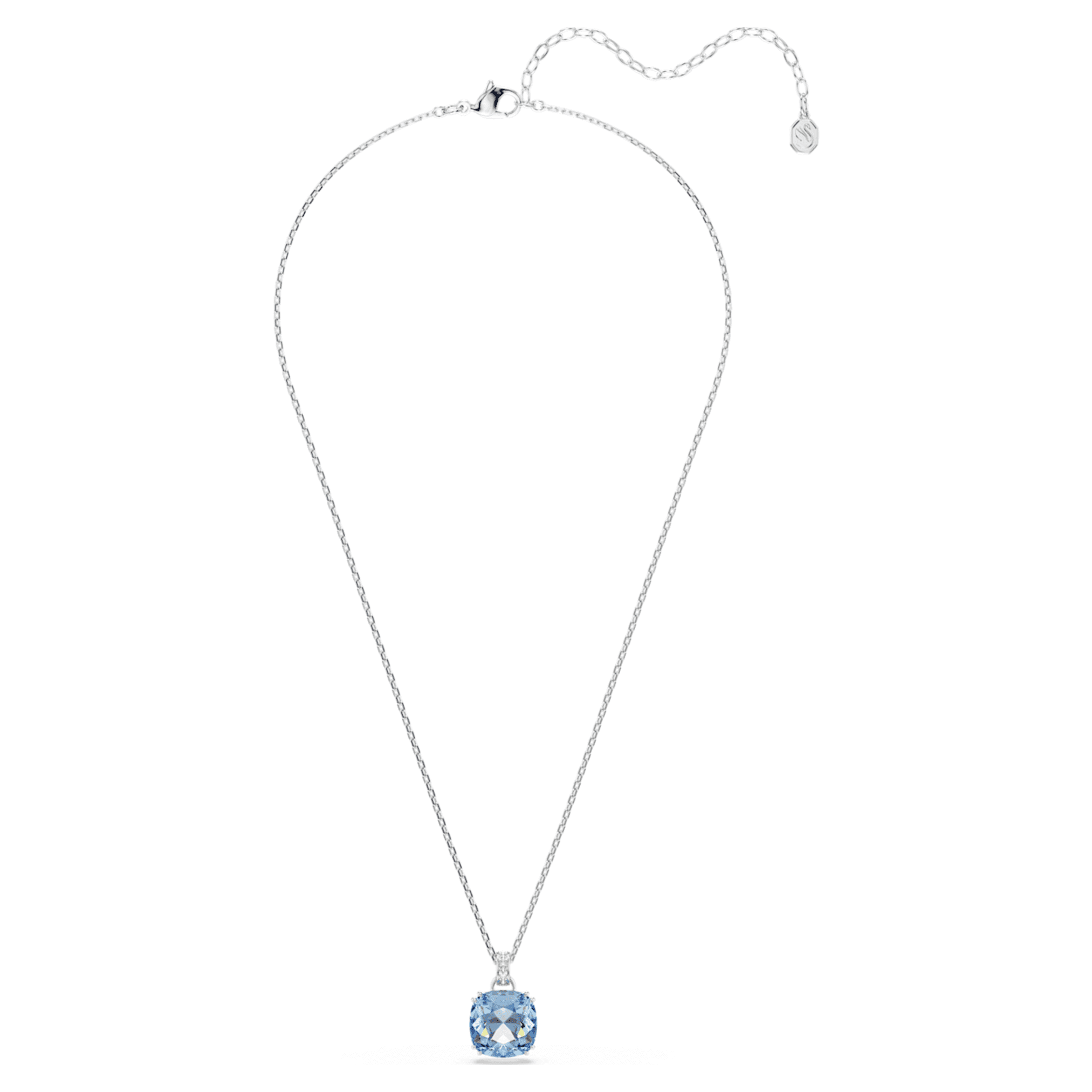 Swarovski Millenia pendant Cushion cut, Blue, Rhodium plated
