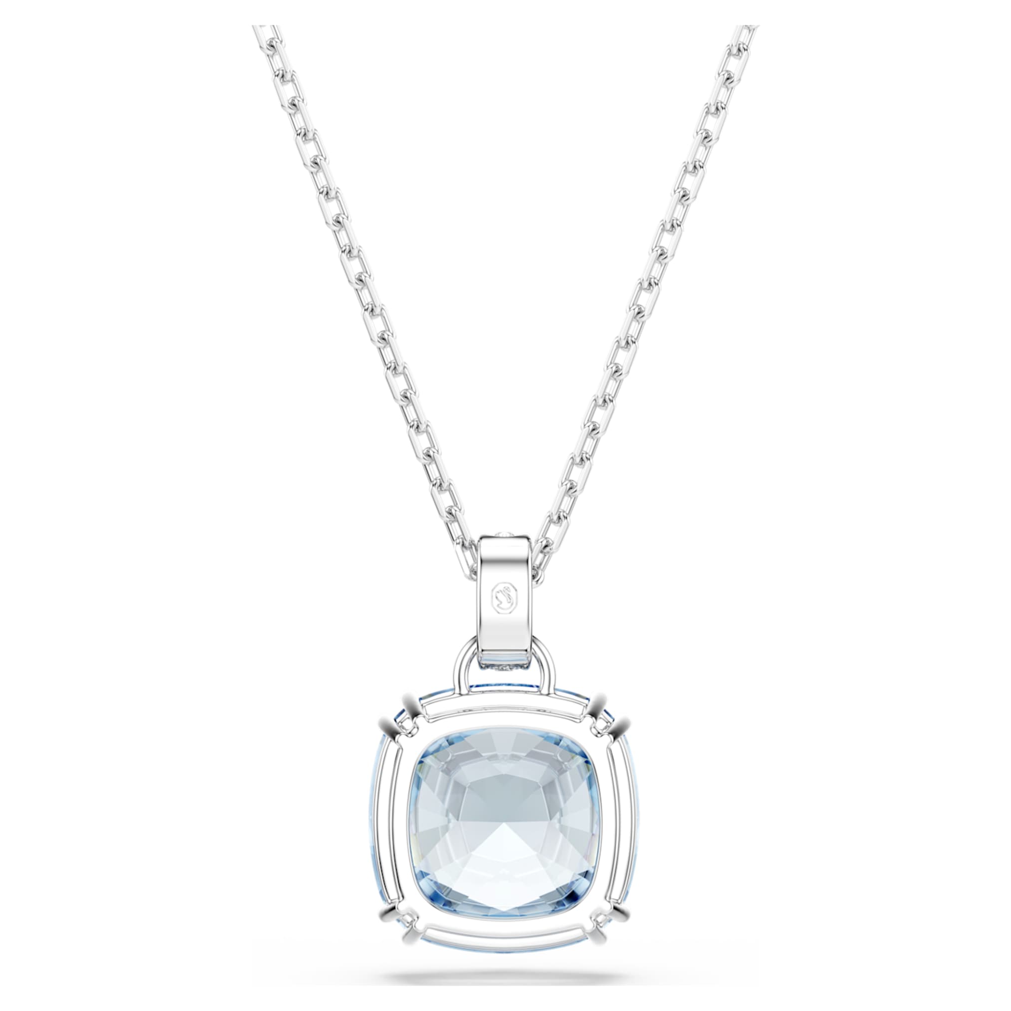 Swarovski Millenia pendant Cushion cut, Blue, Rhodium plated