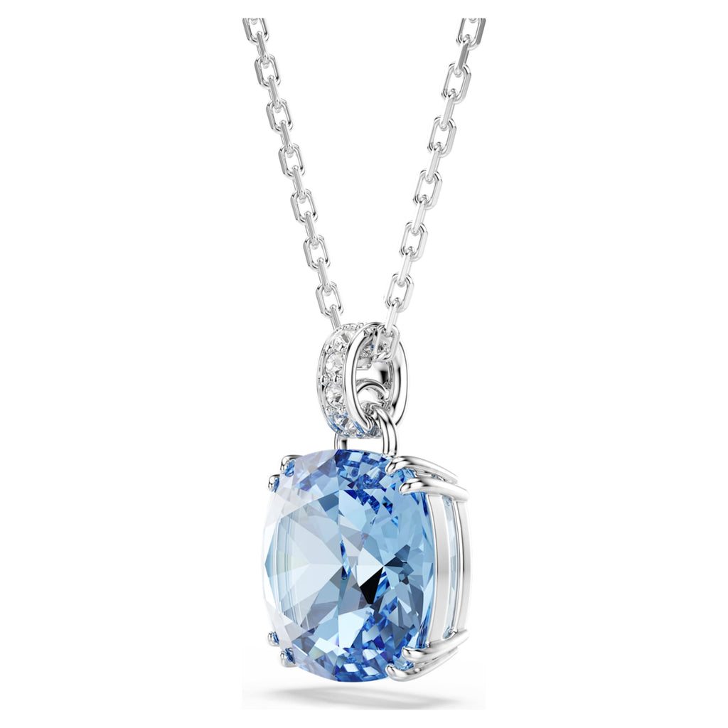 Swarovski Millenia pendant Cushion cut, Blue, Rhodium plated