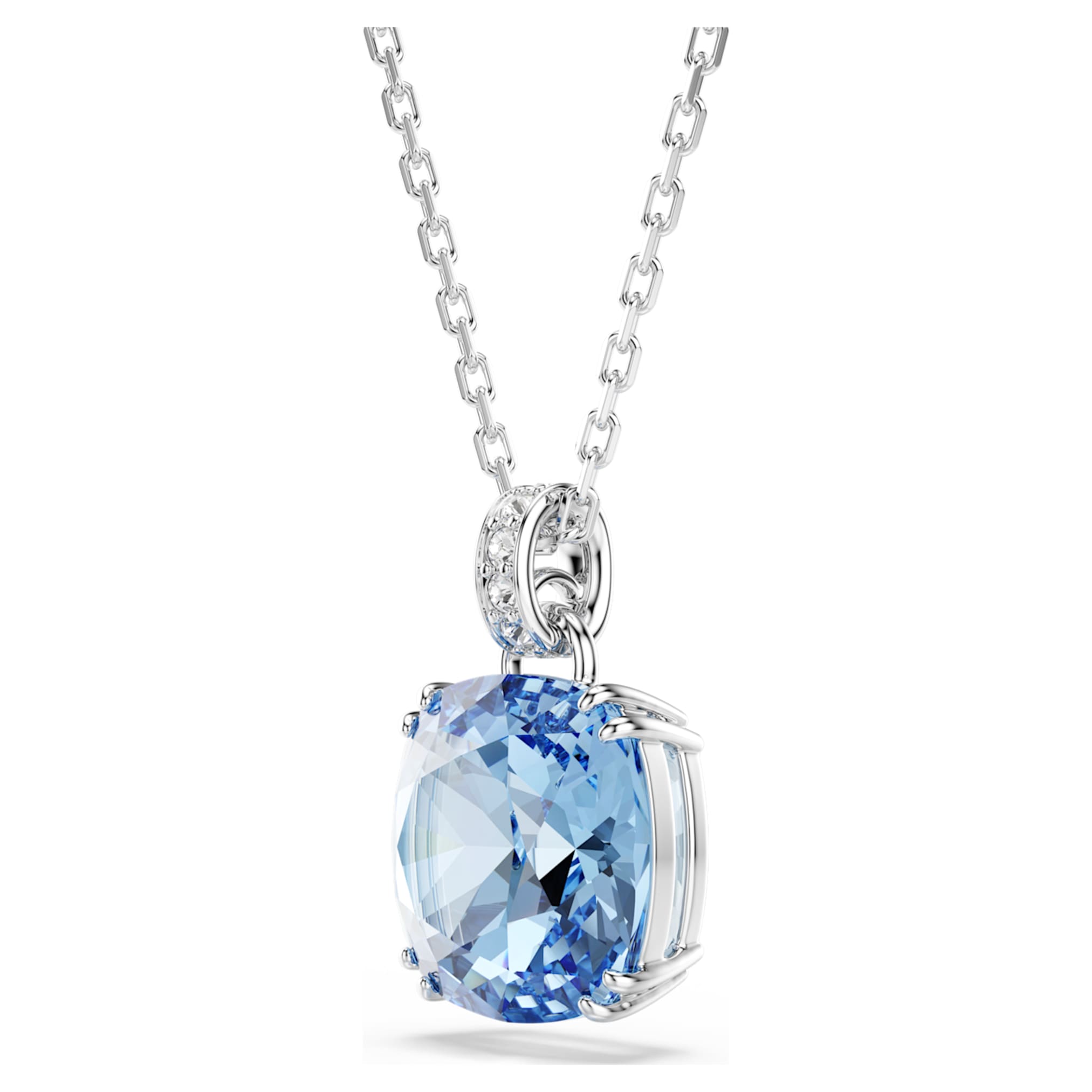 Swarovski Millenia pendant Cushion cut, Blue, Rhodium plated