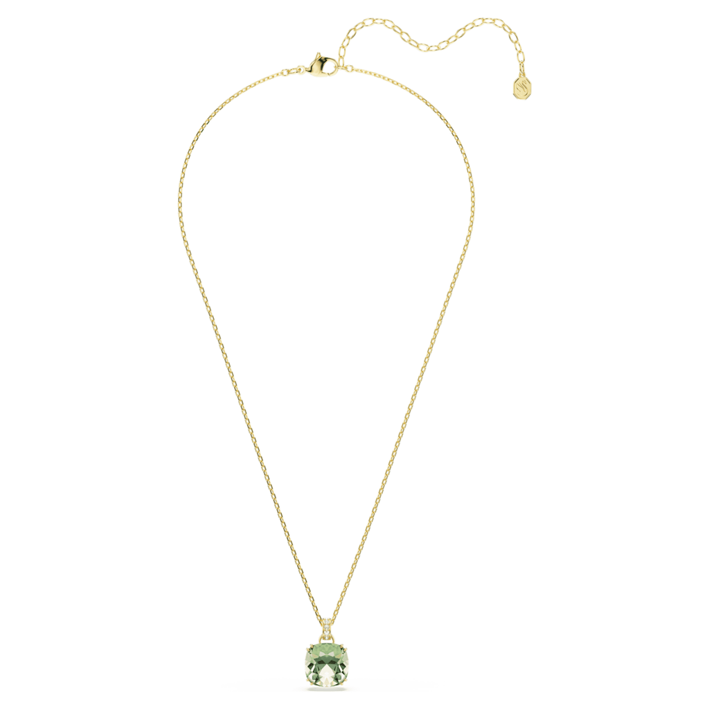 Swarovski Millenia pendant Cushion cut, Green, 18K gold finish