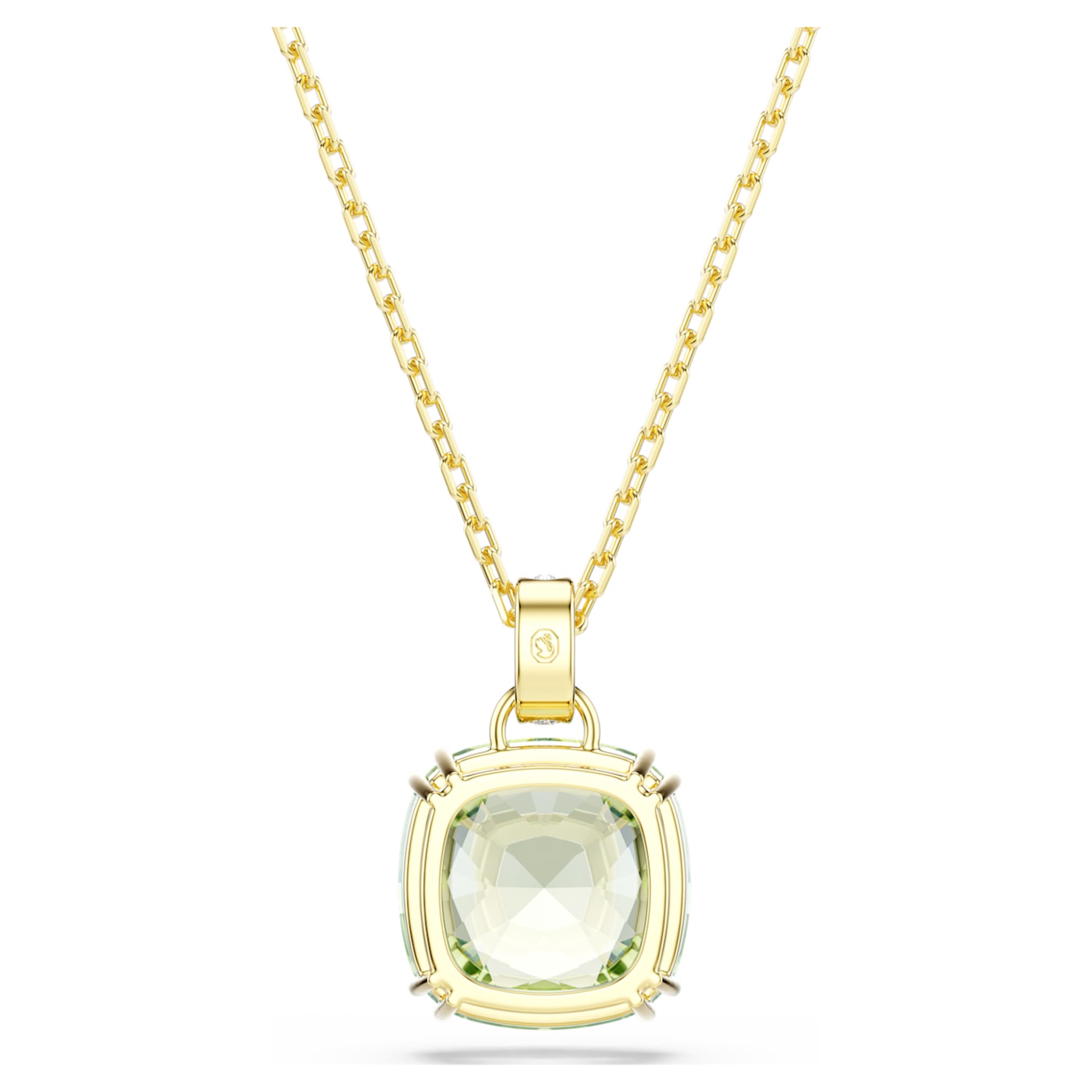 Swarovski Millenia pendant Cushion cut, Green, 18K gold finish