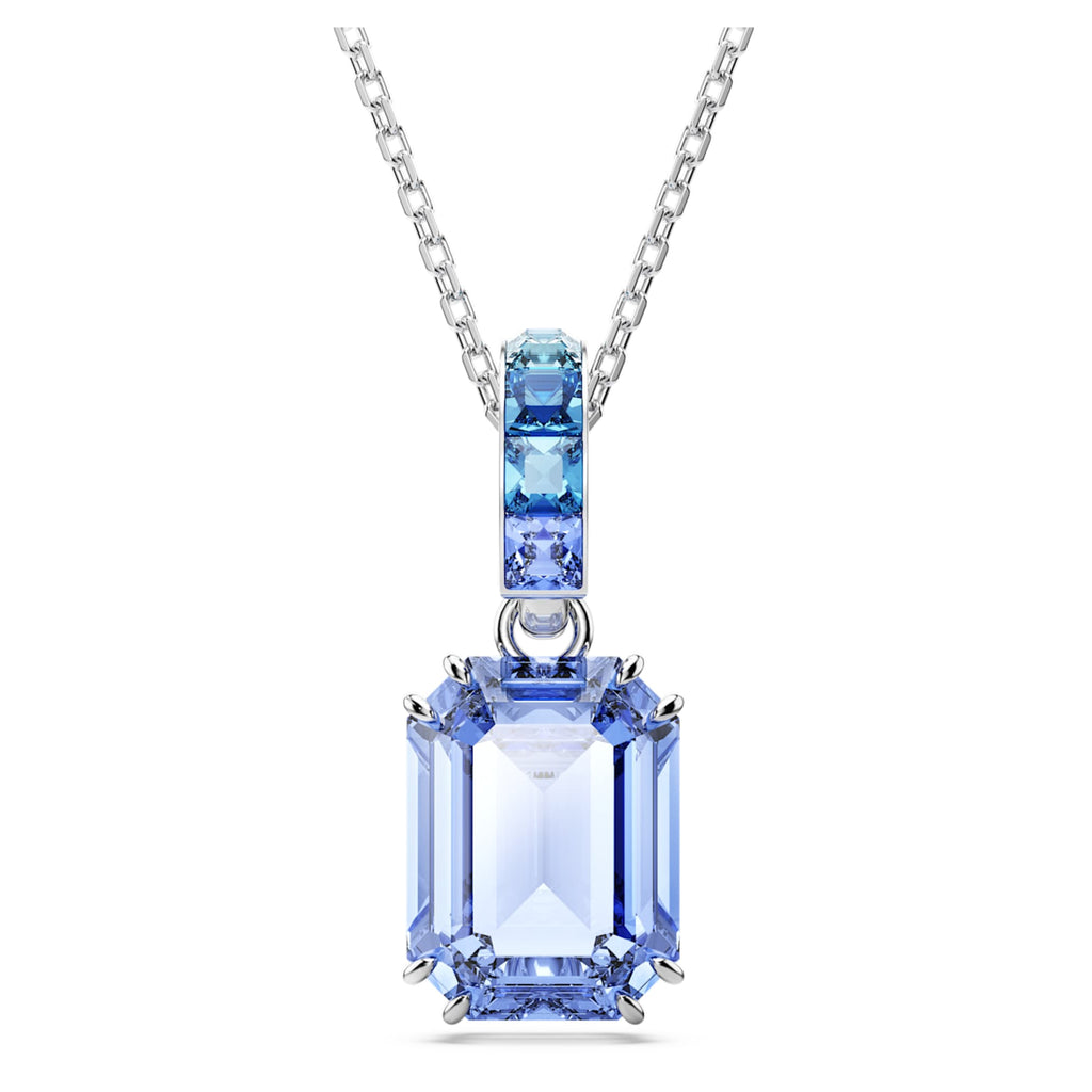 Swarovski Millenia pendant Octagon cut, Blue, Rhodium plated