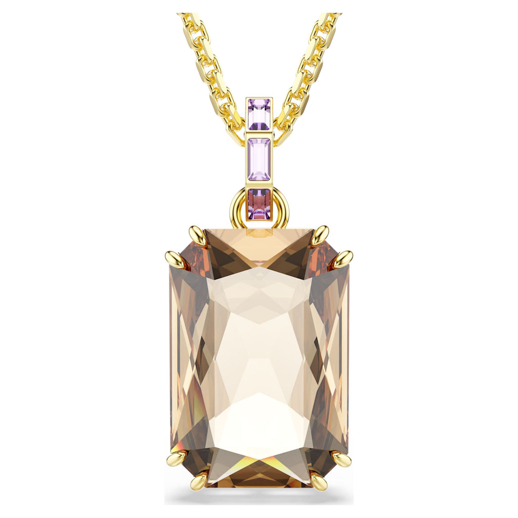 Swarovski Millenia pendant Octagon cut, Caramel, 18K gold finish