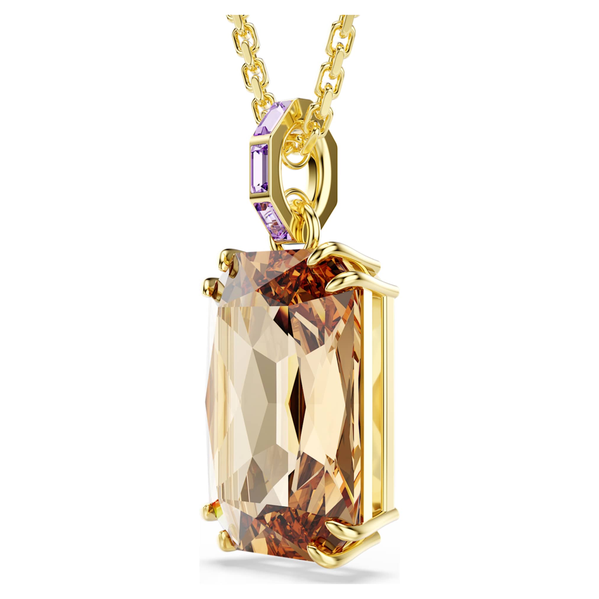 Swarovski Millenia pendant Octagon cut, Caramel, 18K gold finish