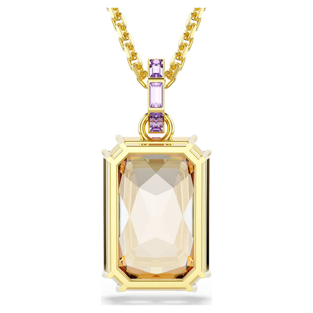 Swarovski Millenia pendant Octagon cut, Caramel, 18K gold finish