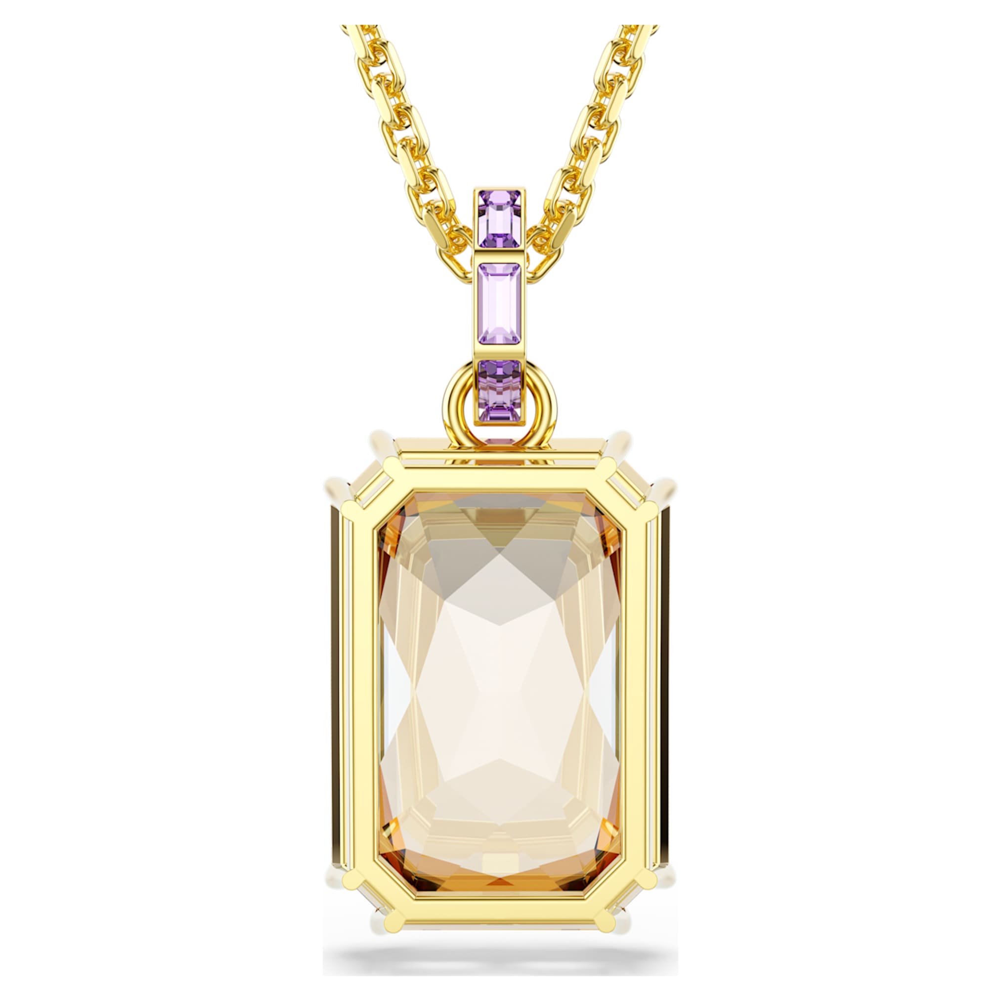 Swarovski Millenia pendant Octagon cut, Caramel, 18K gold finish