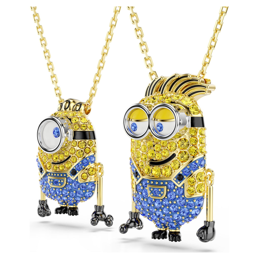 Swarovski Minions James and Henry set Pavé, Multicolored, 18K gold finish
