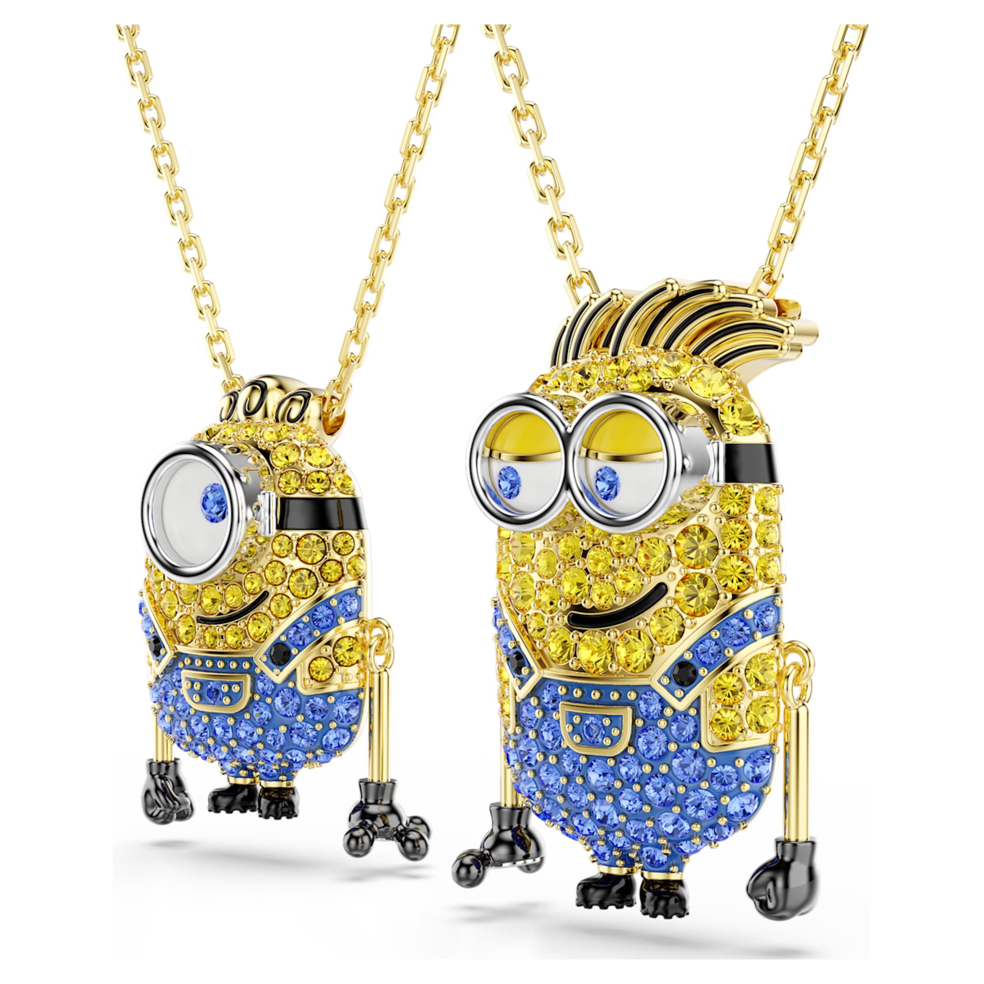 Swarovski Minions James and Henry set Pavé, Multicolored, 18K gold finish
