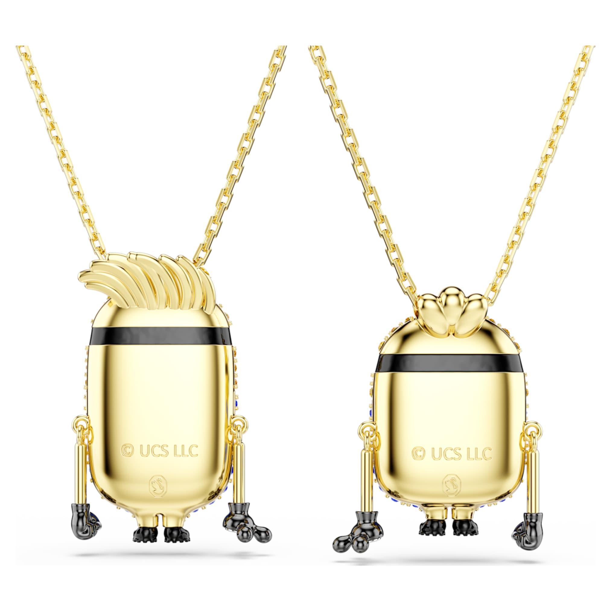Swarovski Minions James and Henry set Pavé, Multicolored, 18K gold finish