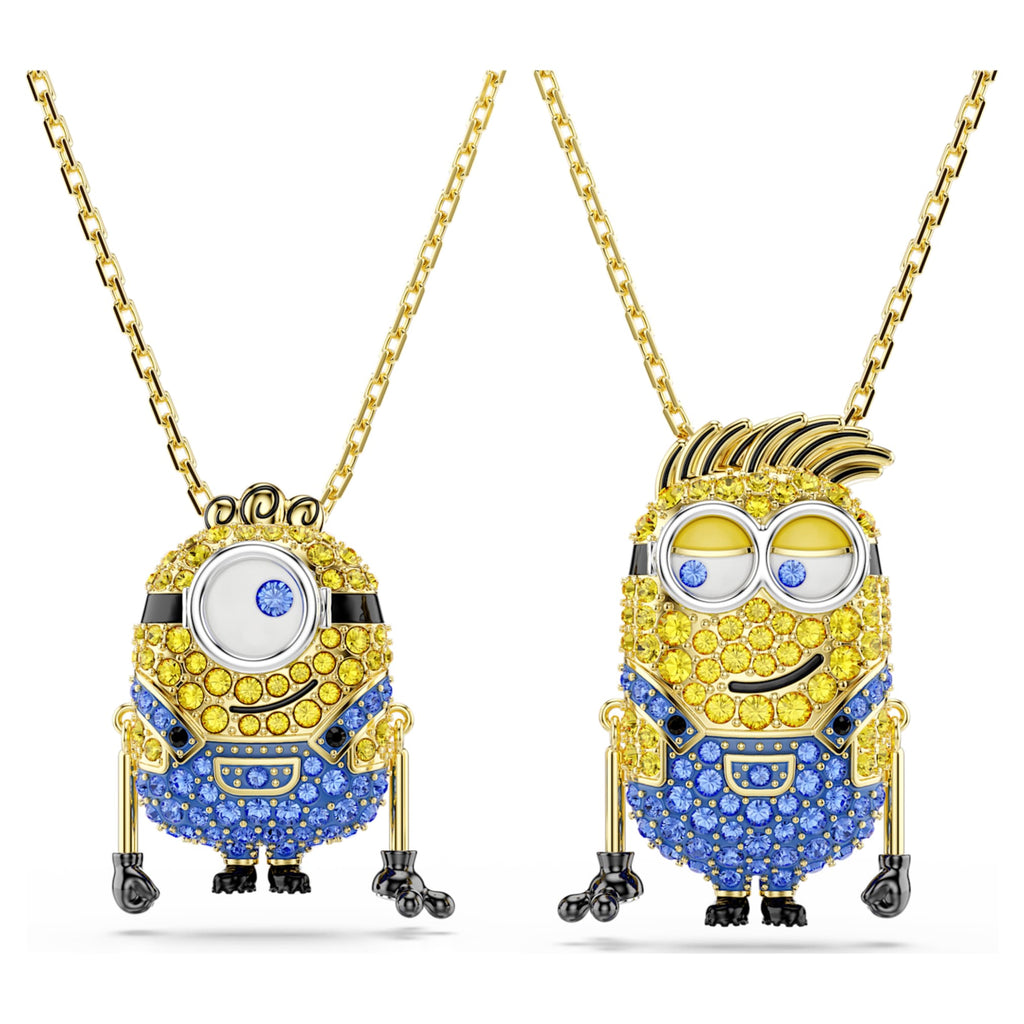 Swarovski Minions James and Henry set Pavé, Multicolored, 18K gold finish