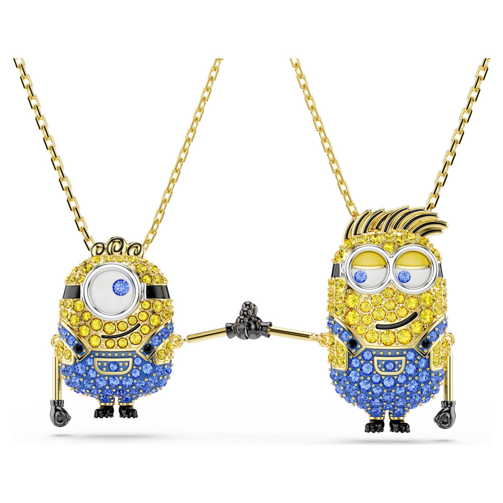 Swarovski Minions James and Henry set Pavé, Multicolored, 18K gold finish