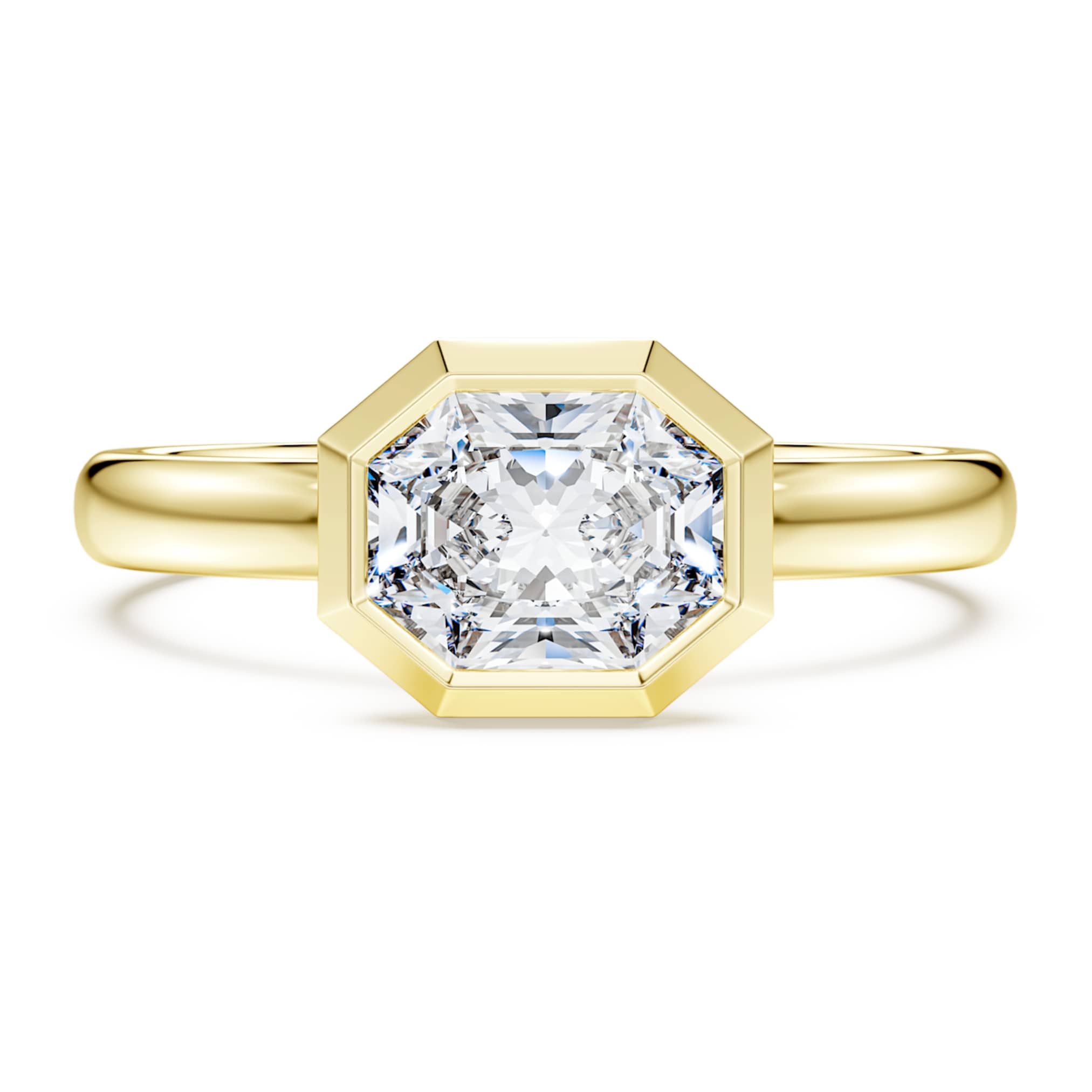 Swarovski Octagon bezel ring Lab-grown diamonds 1.0 ct tw, Octagon shape, 14K yellow gold