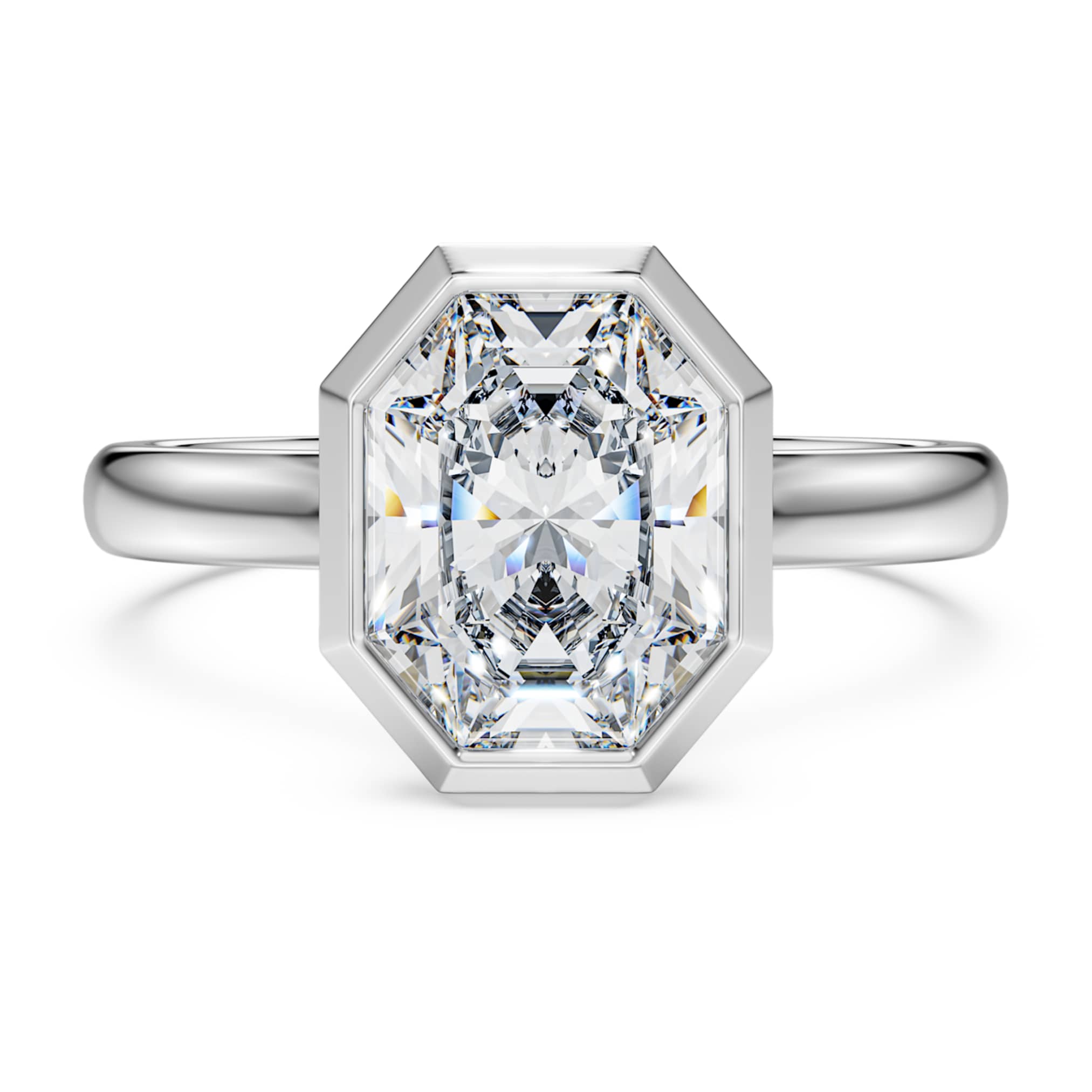 Swarovski Octagon bezel ring Lab-grown diamonds 2.0 ct tw, Octagon shape, 14K white gold