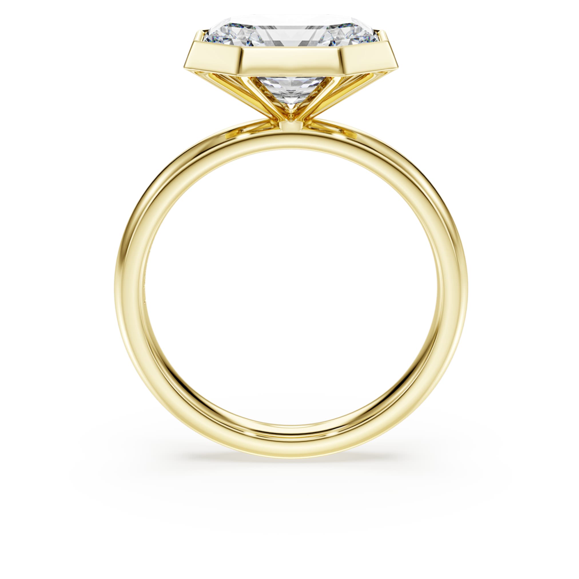 Swarovski Octagon bezel ring Lab-grown diamonds 3.0 ct tw, Octagon shape, 14K yellow gold