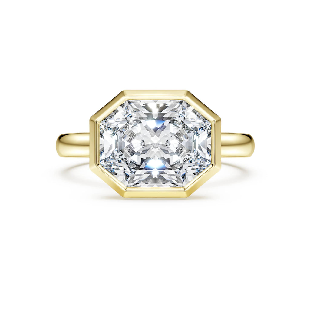 Swarovski Octagon bezel ring Lab-grown diamonds 3.0 ct tw, Octagon shape, 14K yellow gold