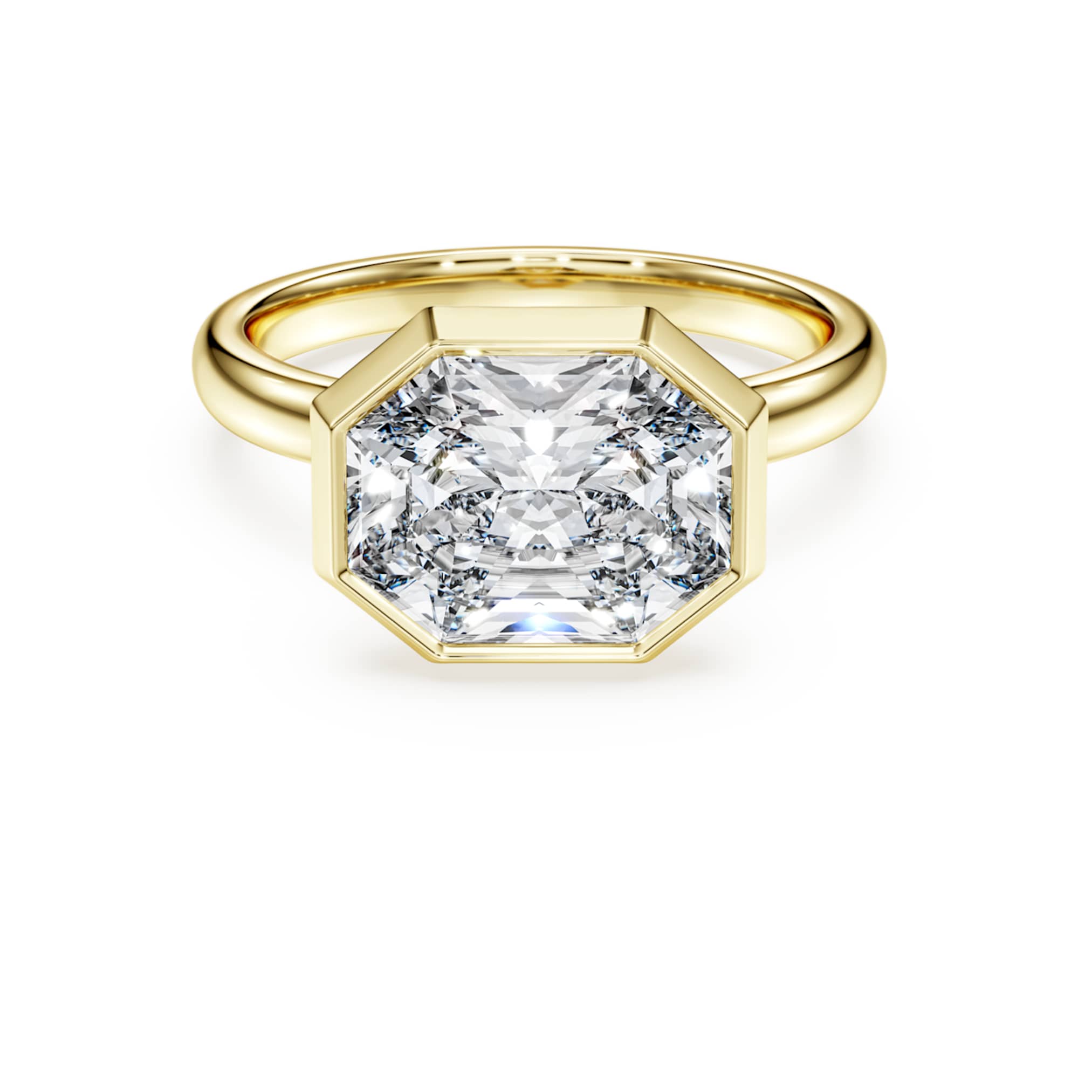 Swarovski Octagon bezel ring Lab-grown diamonds 3.0 ct tw, Octagon shape, 14K yellow gold