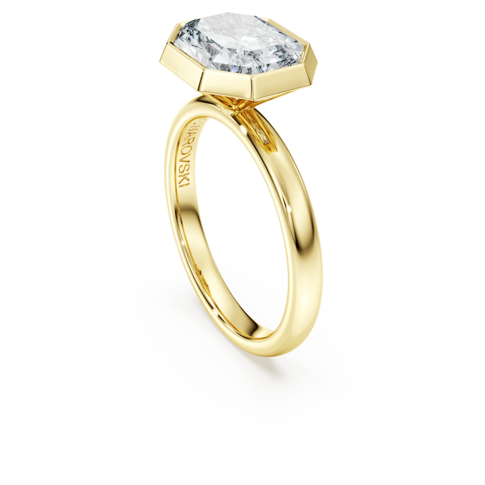 Swarovski Octagon bezel ring Lab-grown diamonds 3.0 ct tw, Octagon shape, 14K yellow gold