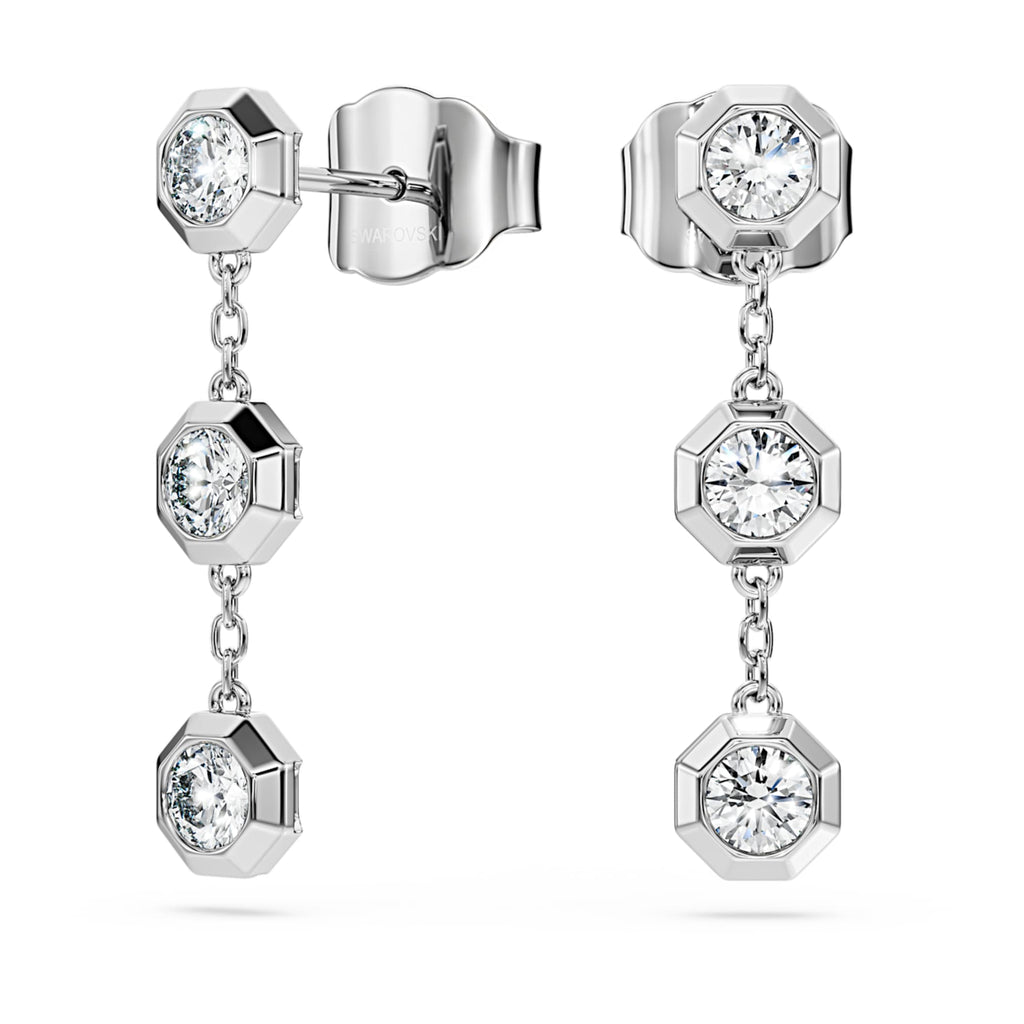 Swarovski Octagon drop earrings Lab-grown diamonds 0.6 ct tw, Round shape, Sterling silver