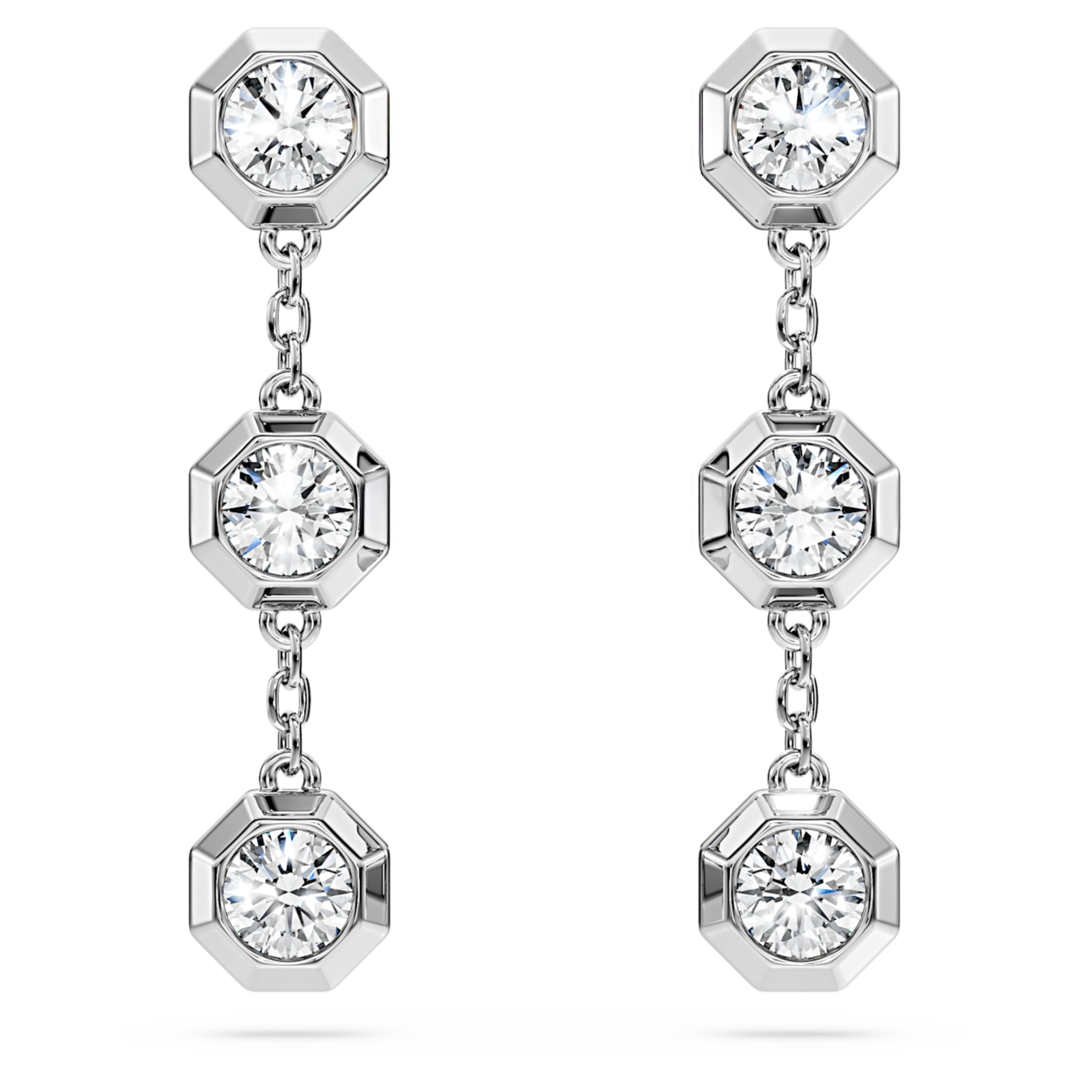 Swarovski Octagon drop earrings Lab-grown diamonds 0.6 ct tw, Round shape, Sterling silver