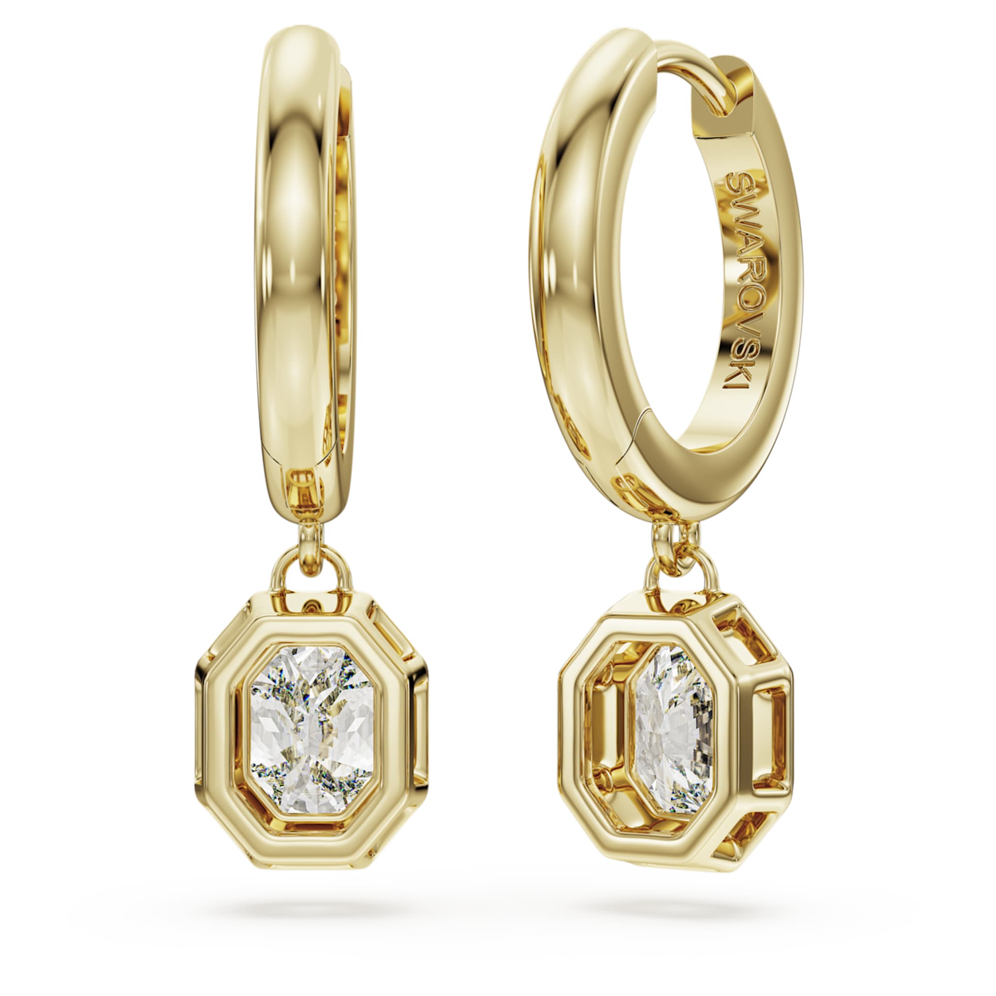 Swarovski Octagon drop earrings Lab-grown diamonds 1.0 ct tw, Octagon shape, 14K yellow gold