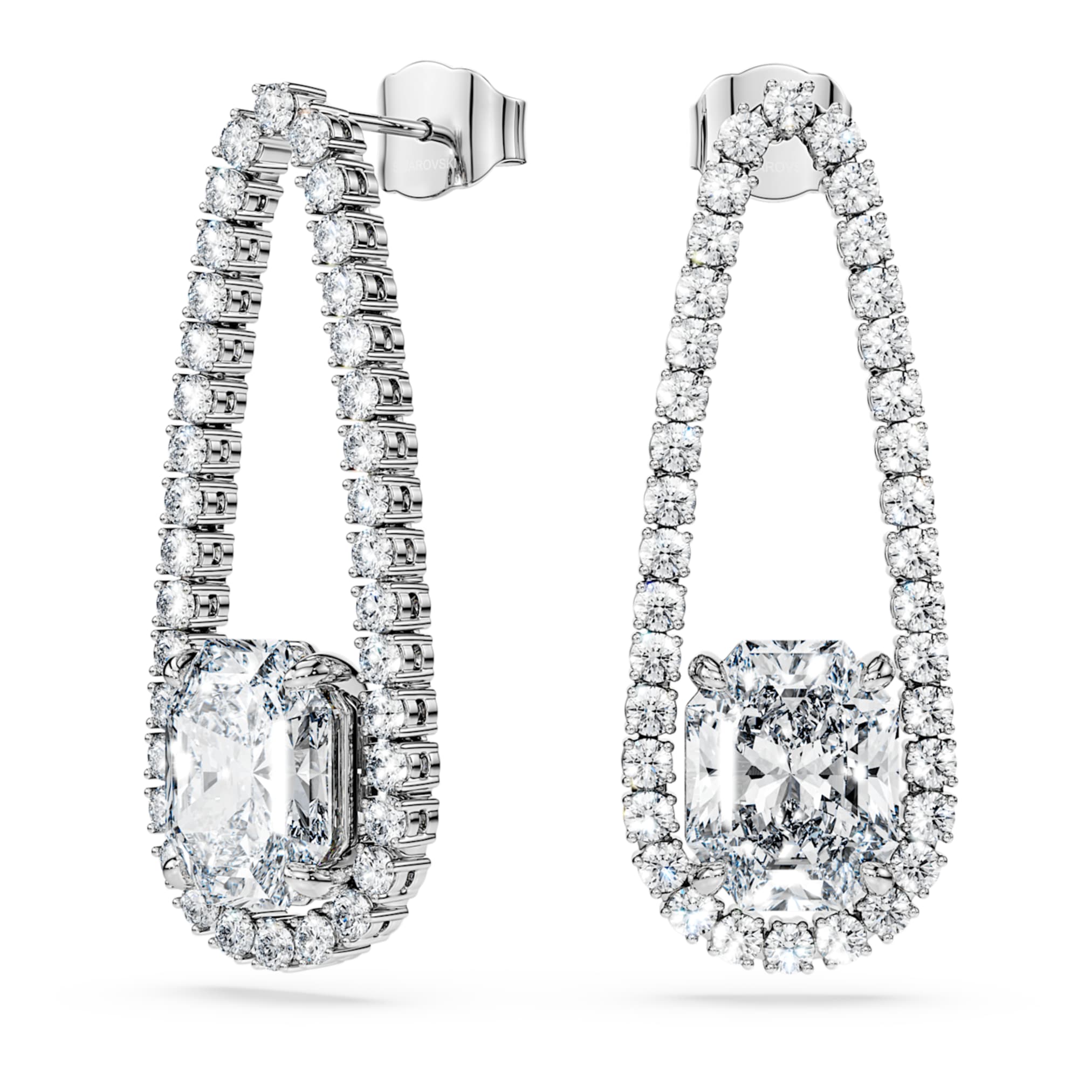 Swarovski Octagon Tennis earrings Lab-grown diamonds 7.95 ct tw, Mixed shapes, 18K white gold