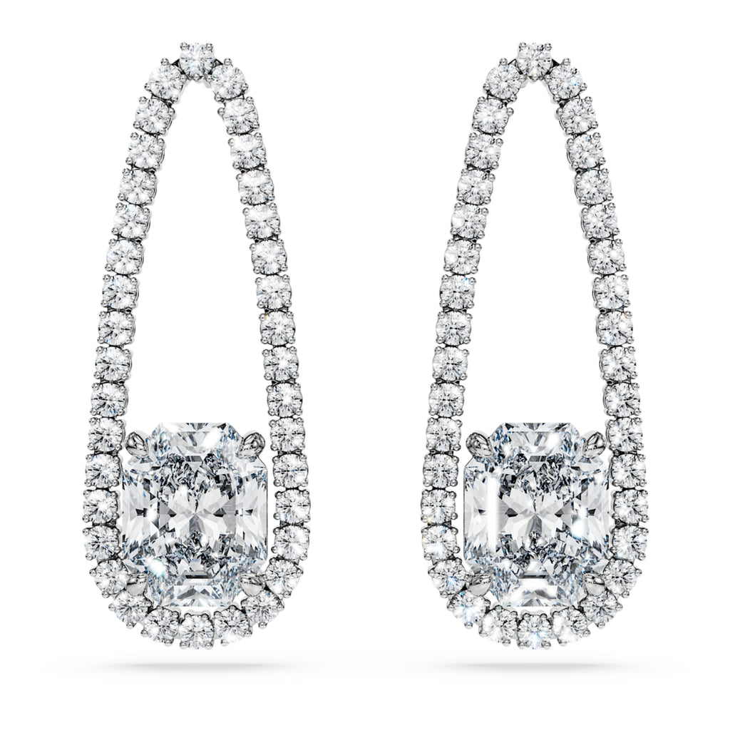Swarovski Octagon Tennis earrings Lab-grown diamonds 7.95 ct tw, Mixed shapes, 18K white gold
