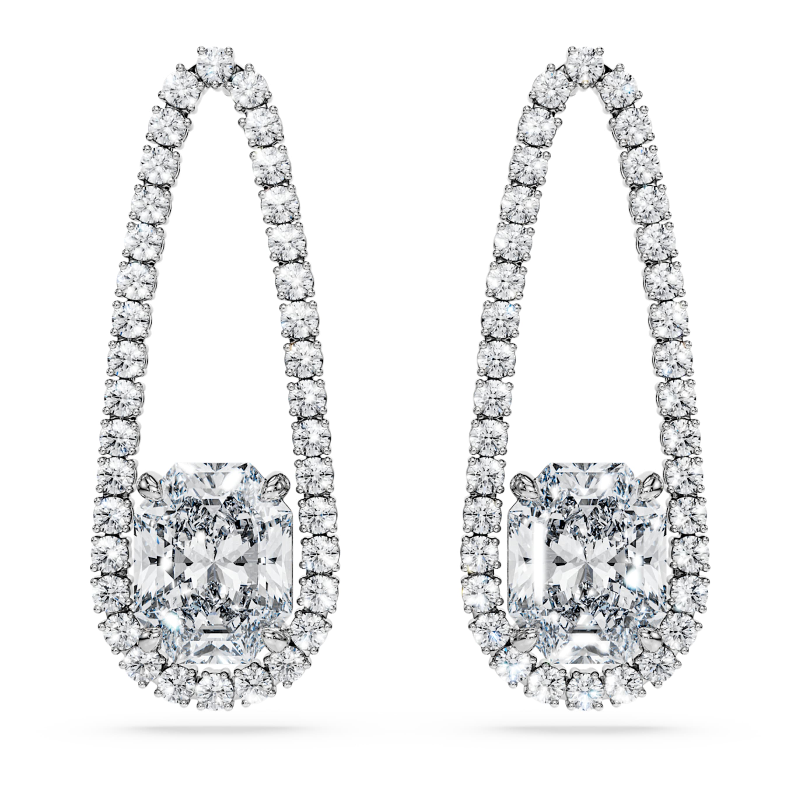 Swarovski Octagon Tennis earrings Lab-grown diamonds 7.95 ct tw, Mixed shapes, 18K white gold