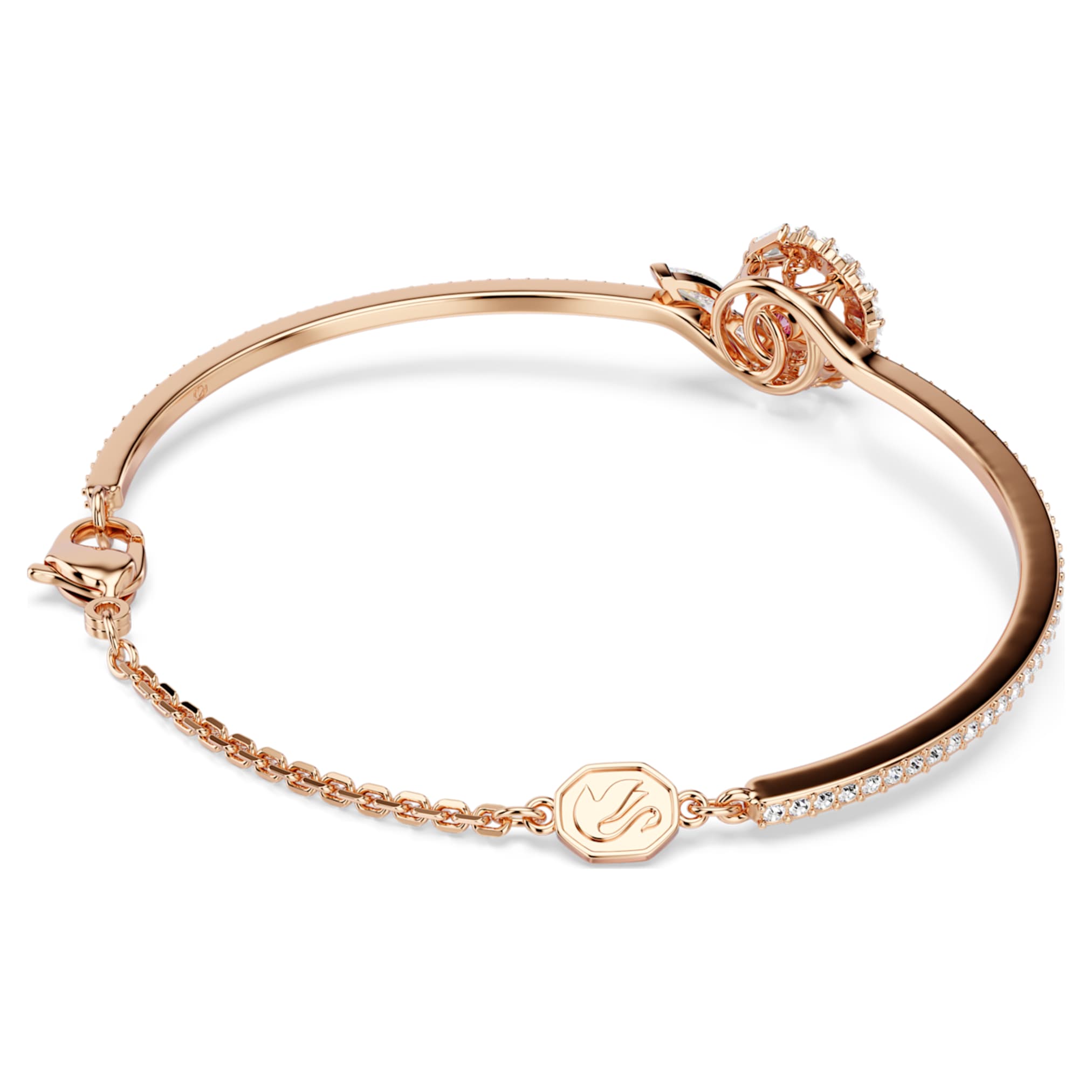 Swarovski Snake bangle Mixed cuts, Year of the Snake, Red, 18K rose gold finish