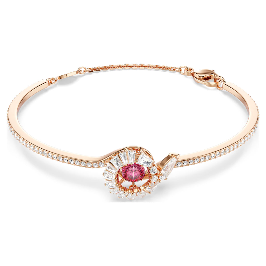 Swarovski Snake bangle Mixed cuts, Year of the Snake, Red, 18K rose gold finish