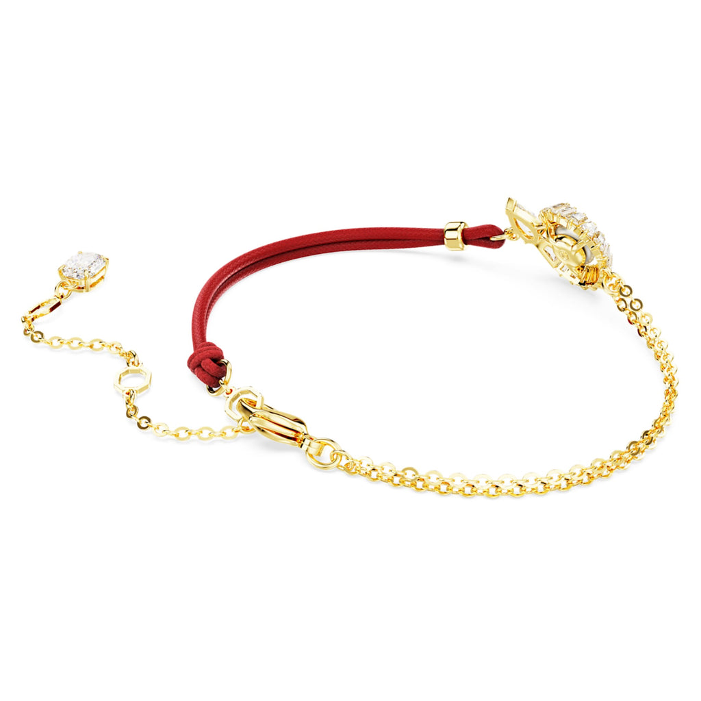 Swarovski Snake bracelet Crystal pearl, Mixed cuts, Year of the Snake, Red, 18K gold finish