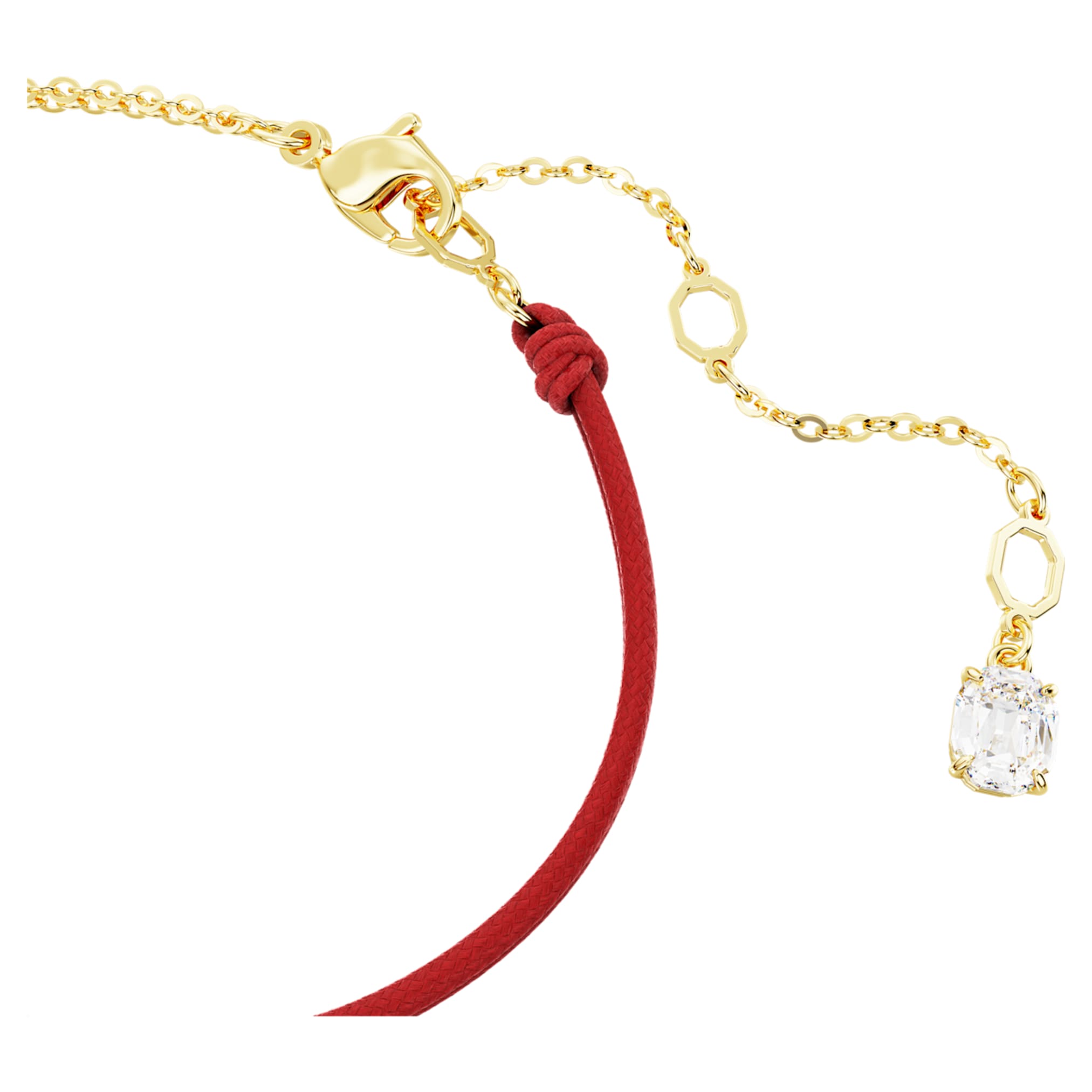 Swarovski Snake bracelet Crystal pearl, Mixed cuts, Year of the Snake, Red, 18K gold finish