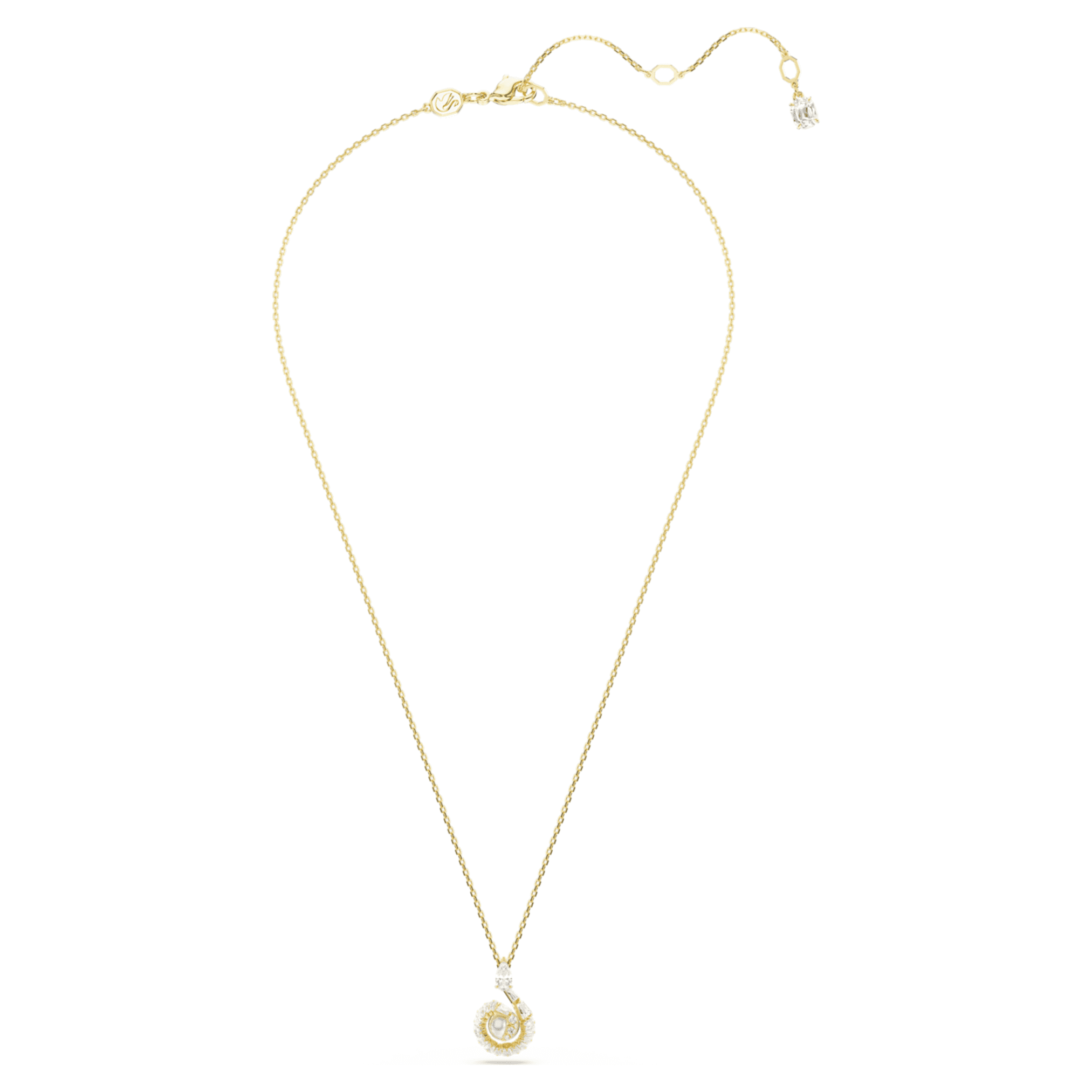 Swarovski Snake pendant Crystal pearl, Mixed cuts, Year of the Snake, White, 18K gold finish