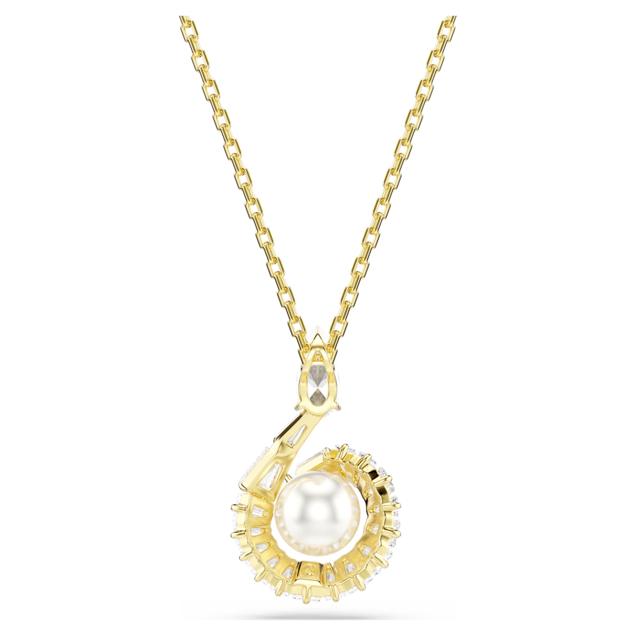 Swarovski Snake pendant Crystal pearl, Mixed cuts, Year of the Snake, White, 18K gold finish