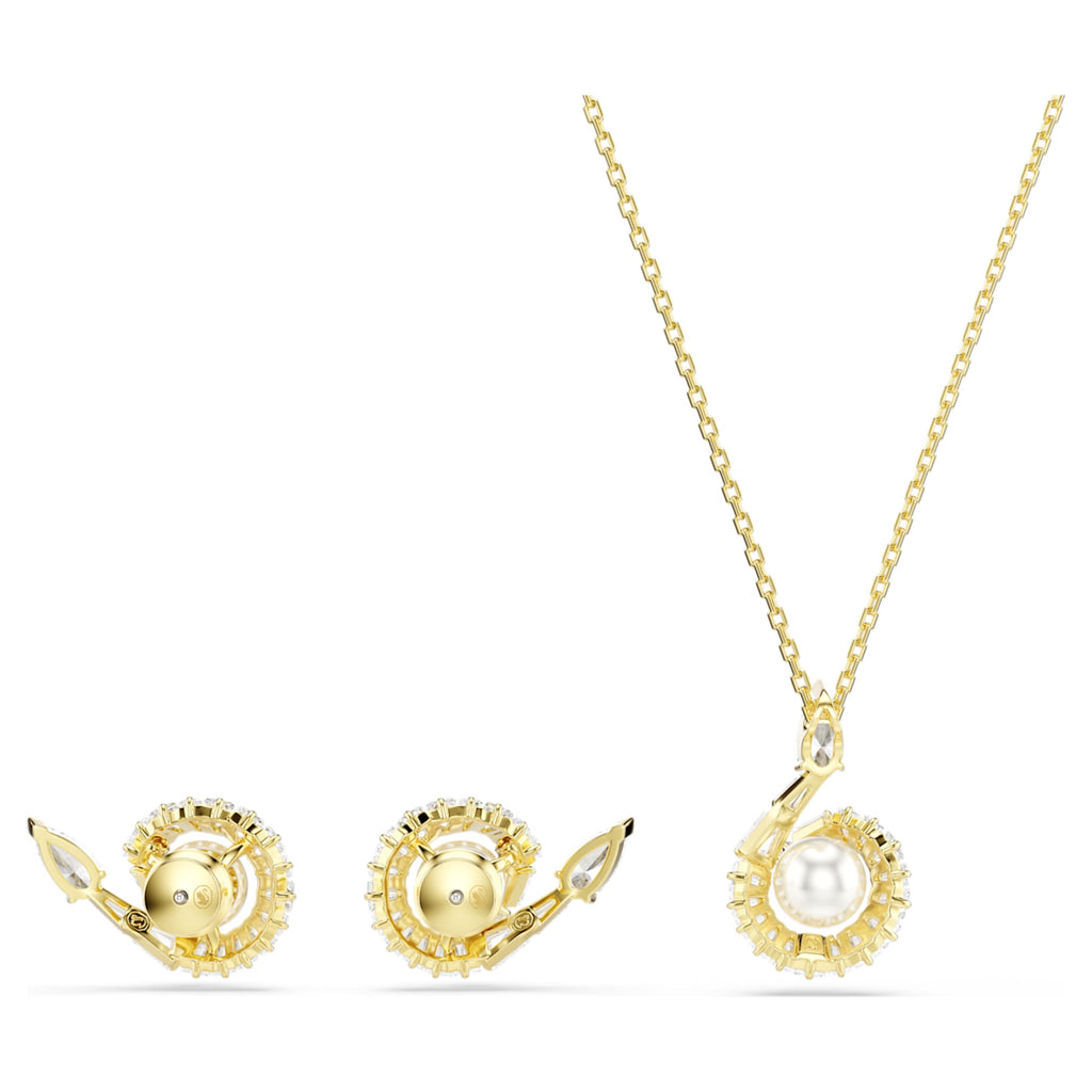 Swarovski Snake set Crystal pearl, Mixed cuts, Year of the Snake, White, 18K gold finish