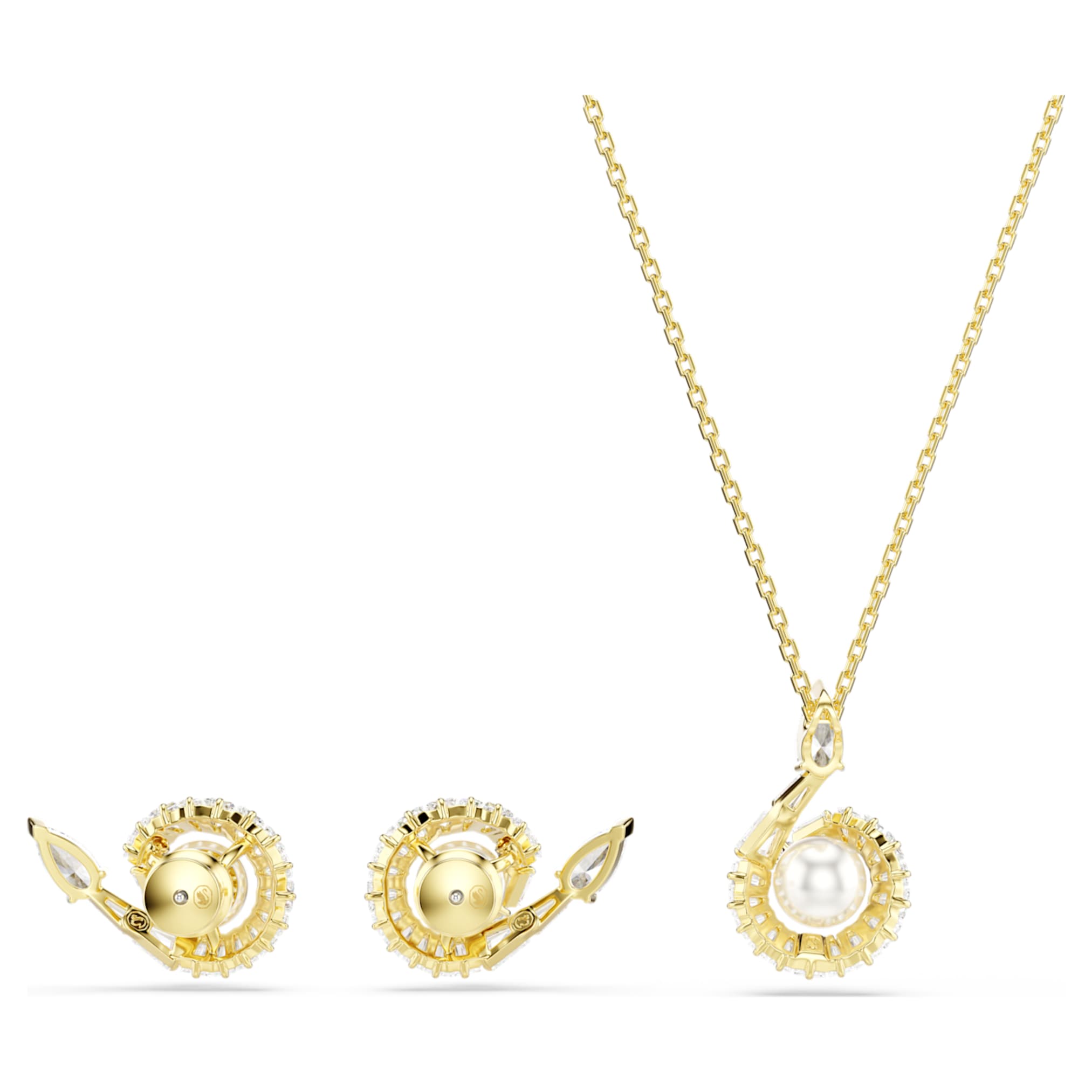 Swarovski Snake set Crystal pearl, Mixed cuts, Year of the Snake, White, 18K gold finish