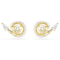 Swarovski Snake stud earrings Crystal pearl, Mixed cuts, Year of the Snake, White, 18K gold finish