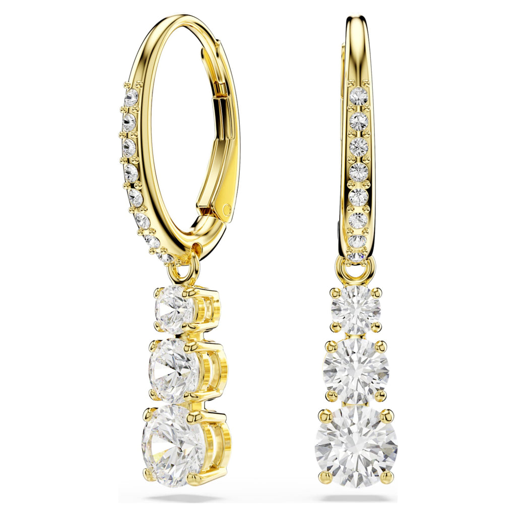 Swarovski Stilla Attract hoop earrings Round cut, White, 18K gold finish