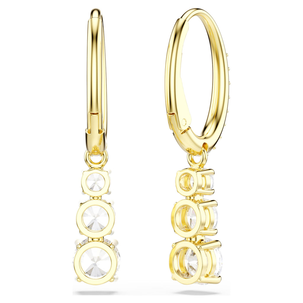 Swarovski Stilla Attract hoop earrings Round cut, White, 18K gold finish