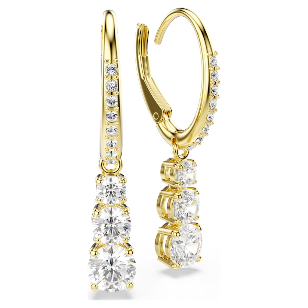 Swarovski Stilla Attract hoop earrings Round cut, White, 18K gold finish